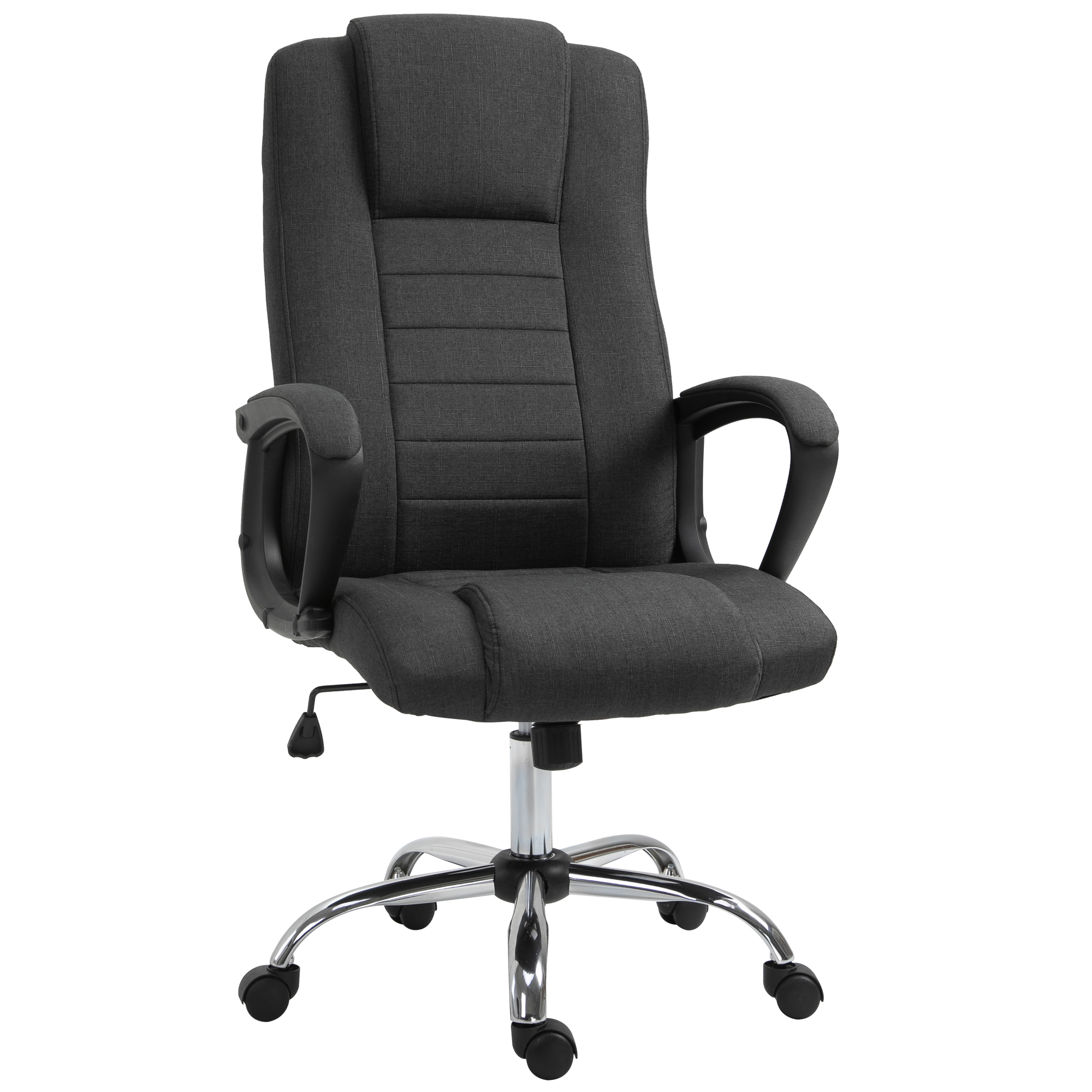 Height Adjustable-Height PC Work Table Seating with Rotating Castors and Tilt Function, High Back Workspace Seating, Charcoal Grey 1
