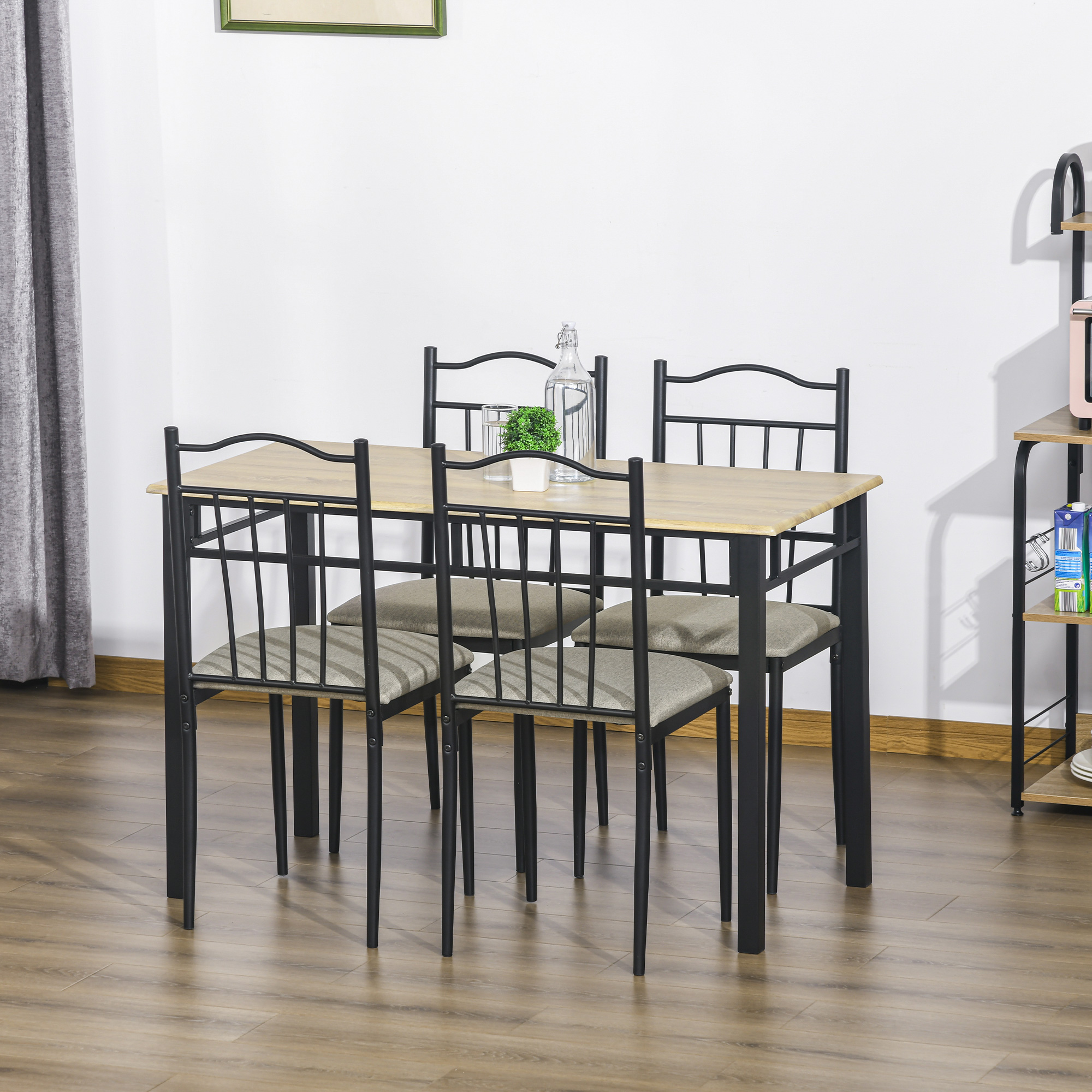 HOMCOM Pieces Dining Set Table Chairs Metal Legs Cushion