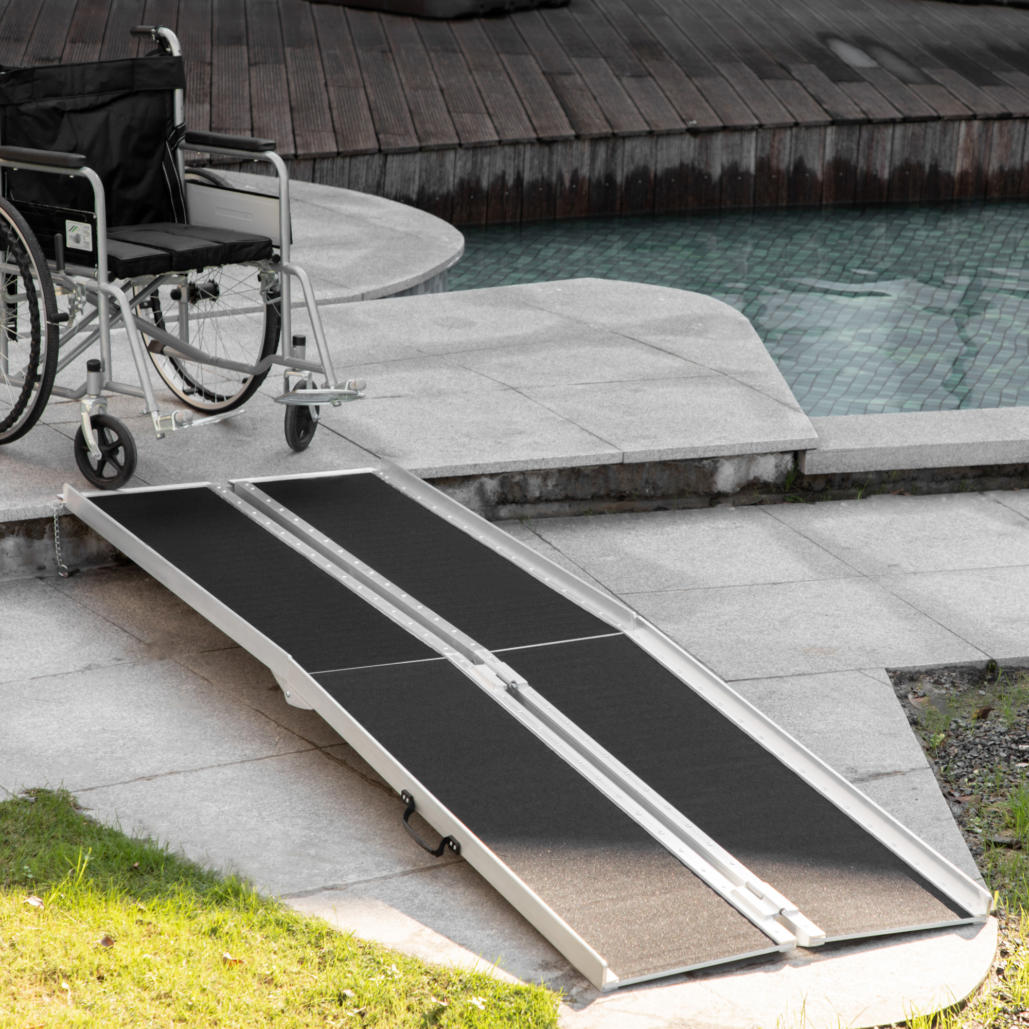 HOMCOM 8ft Wheelchair Ramp Scooter Mobility Non-Skid Layering