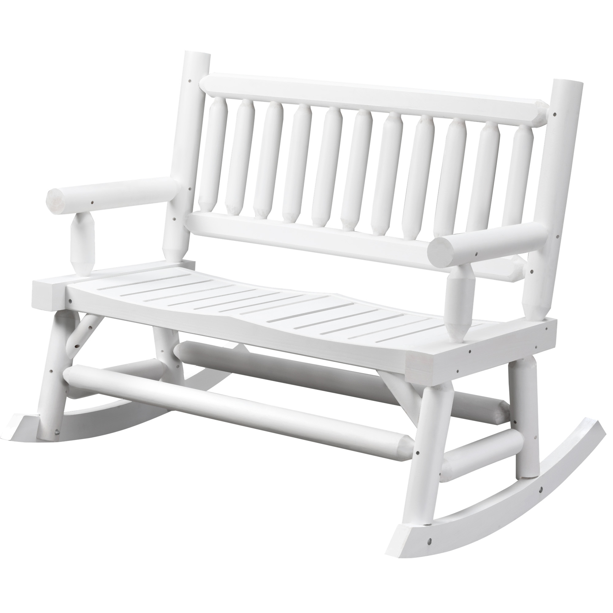 Outsunny 2-Person Wood Rocking Chair with Log Design, Heavy Duty