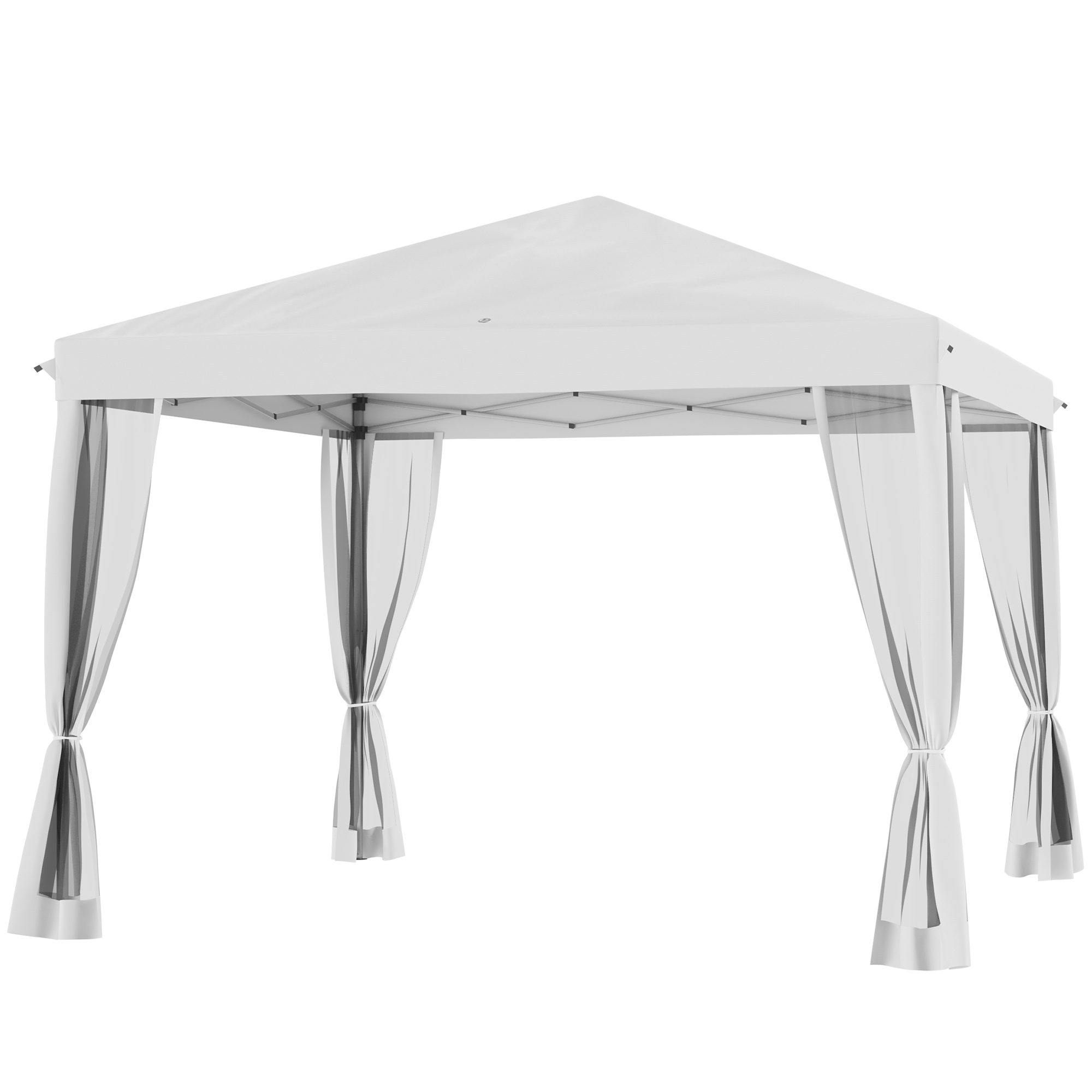 Outsunny 10&#039; x 10&#039; Pop-Up Outdoor Canopy with Sidewalls &amp; Mesh Walls, Instant Setup, Cream White, for Events &amp; Patio | Aosom.com