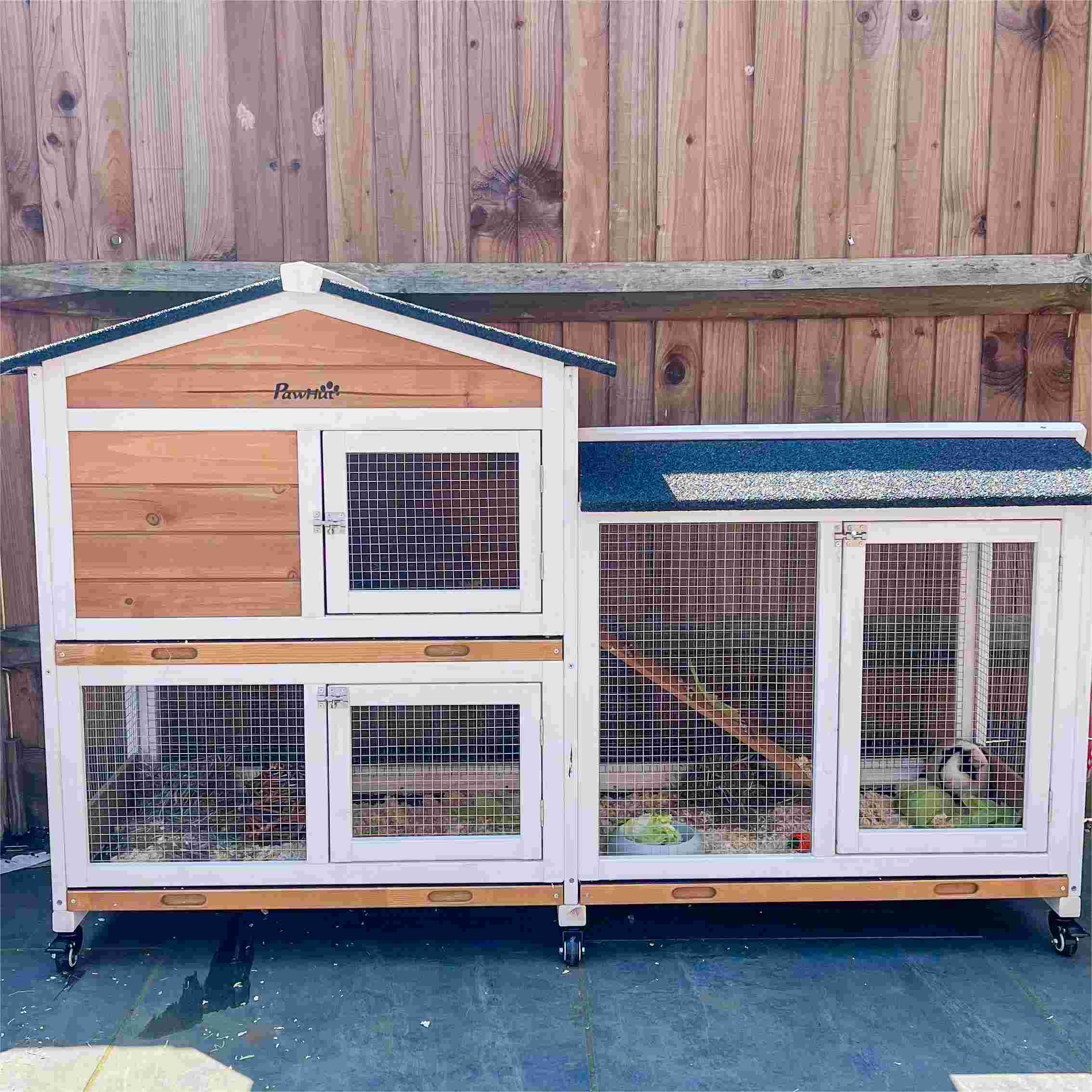 Rabbit Food Pawhut 12ft Rabbit Hutch Folding Portable Wooden