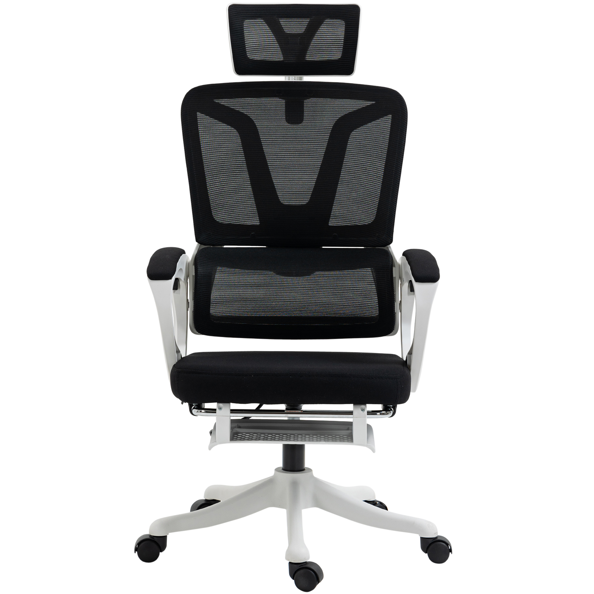 Vinsetto High Back Desk Chair Fabric Computer Adjustable Headrest Lumbar Support Armrest Footrest Black | Aosom.com