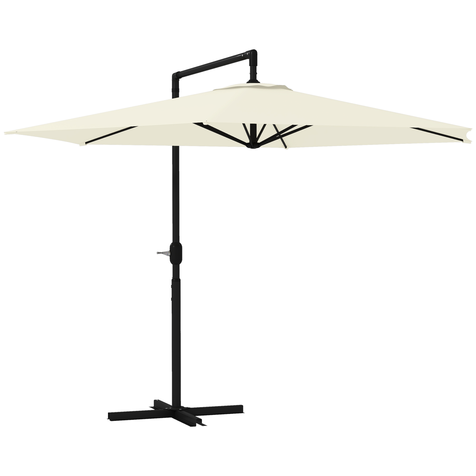 Outsunny 9.5FT Offset Patio Umbrella with Crank Cross Base Round Hanging Cantilever for Pool Backyard Deck Garden| Aosom.com