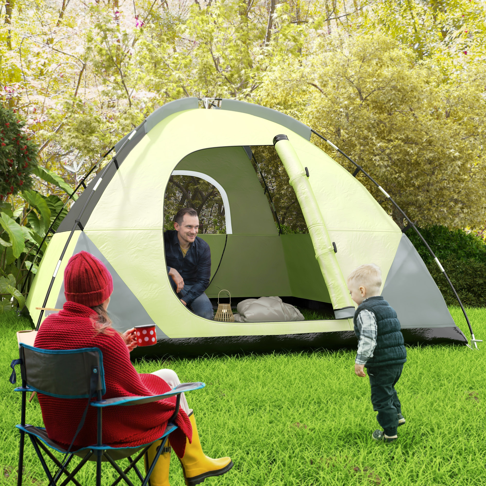 Outsunny 6- Person Family Dome Tent with Removable Rain Fly