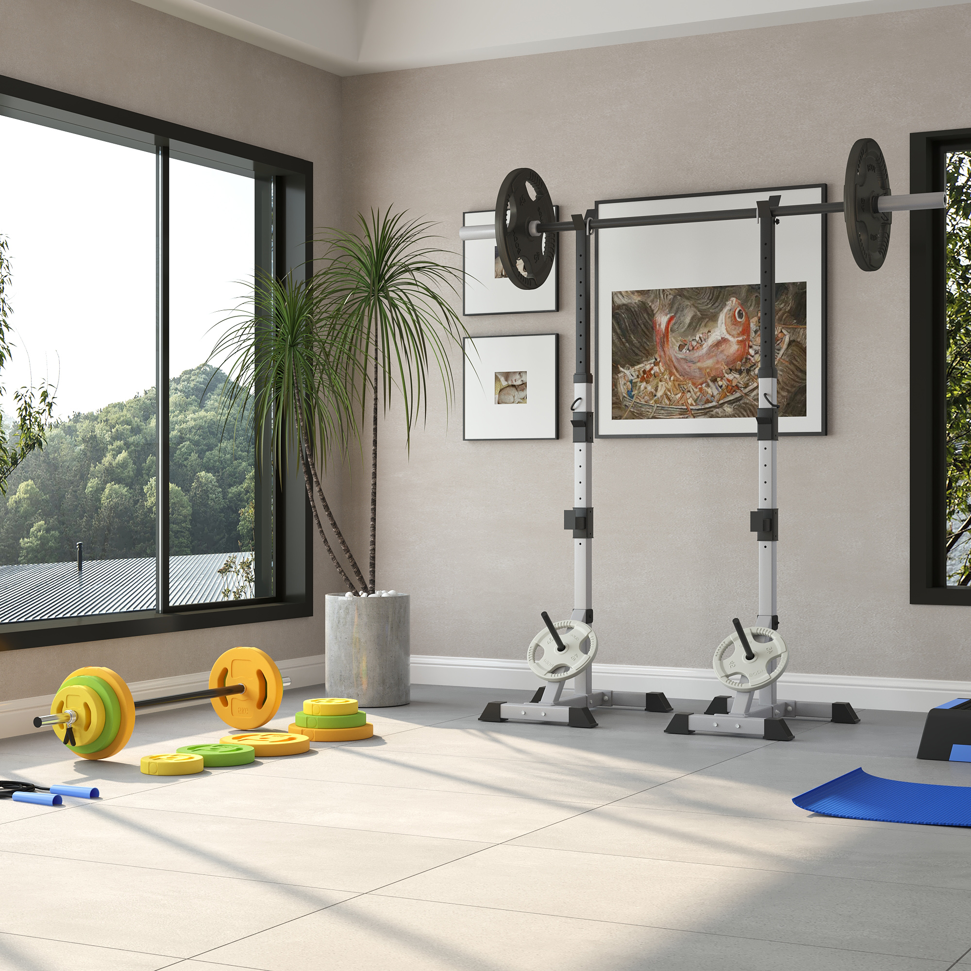 Soozier 44lbs Adjustable Barbell Weight Set with Non-slip Handle