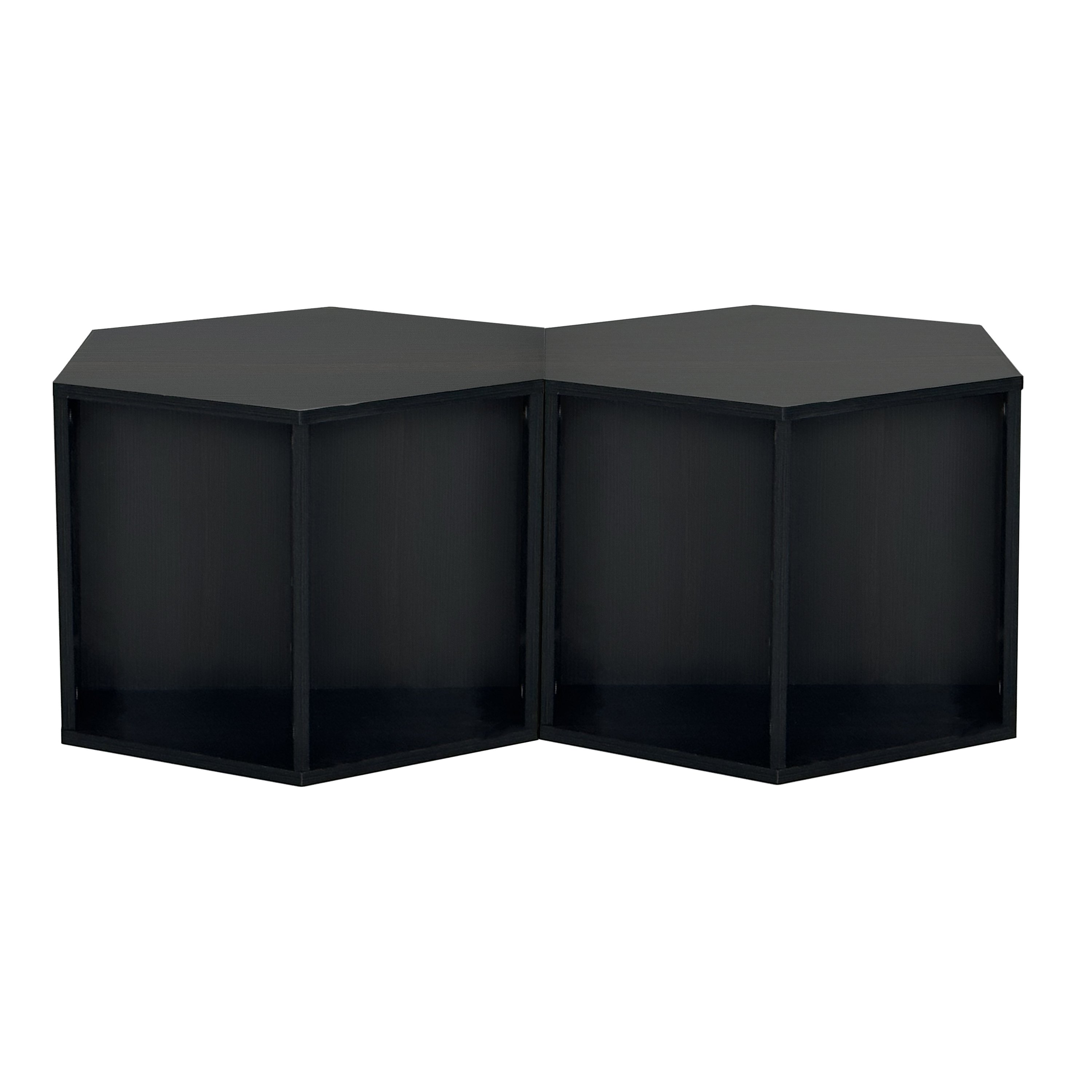 Hexagonal Coffee Table Set, Black Brown | Aosom.com