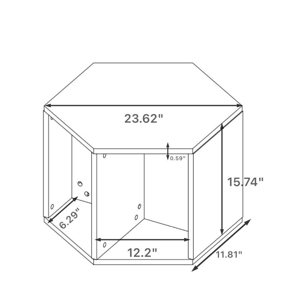 Hexagonal Coffee Table Side Table Nightstand with Multiple Layouts, Antique Wood, 23.62'' x 23.62'' x 15.74'', Antique brown | Aosom.com 1