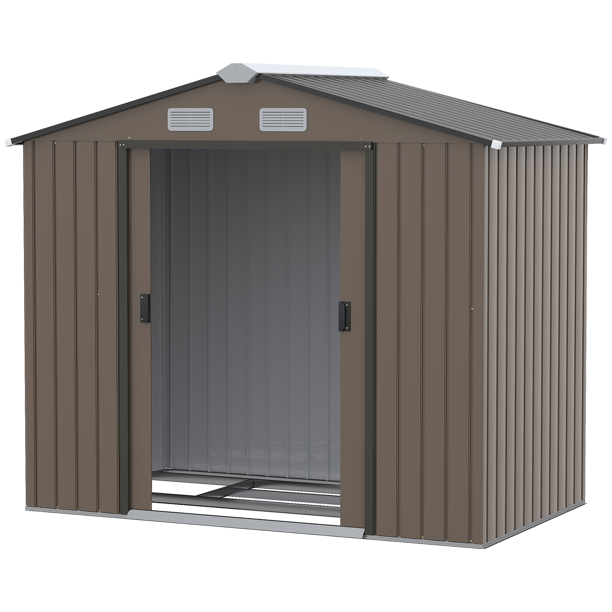 Outsunny Outdoor Shed 7 x 4 Brown Garden Storage Organizer with Vents Sliding Doors for Patio Lawn | Aosom.com