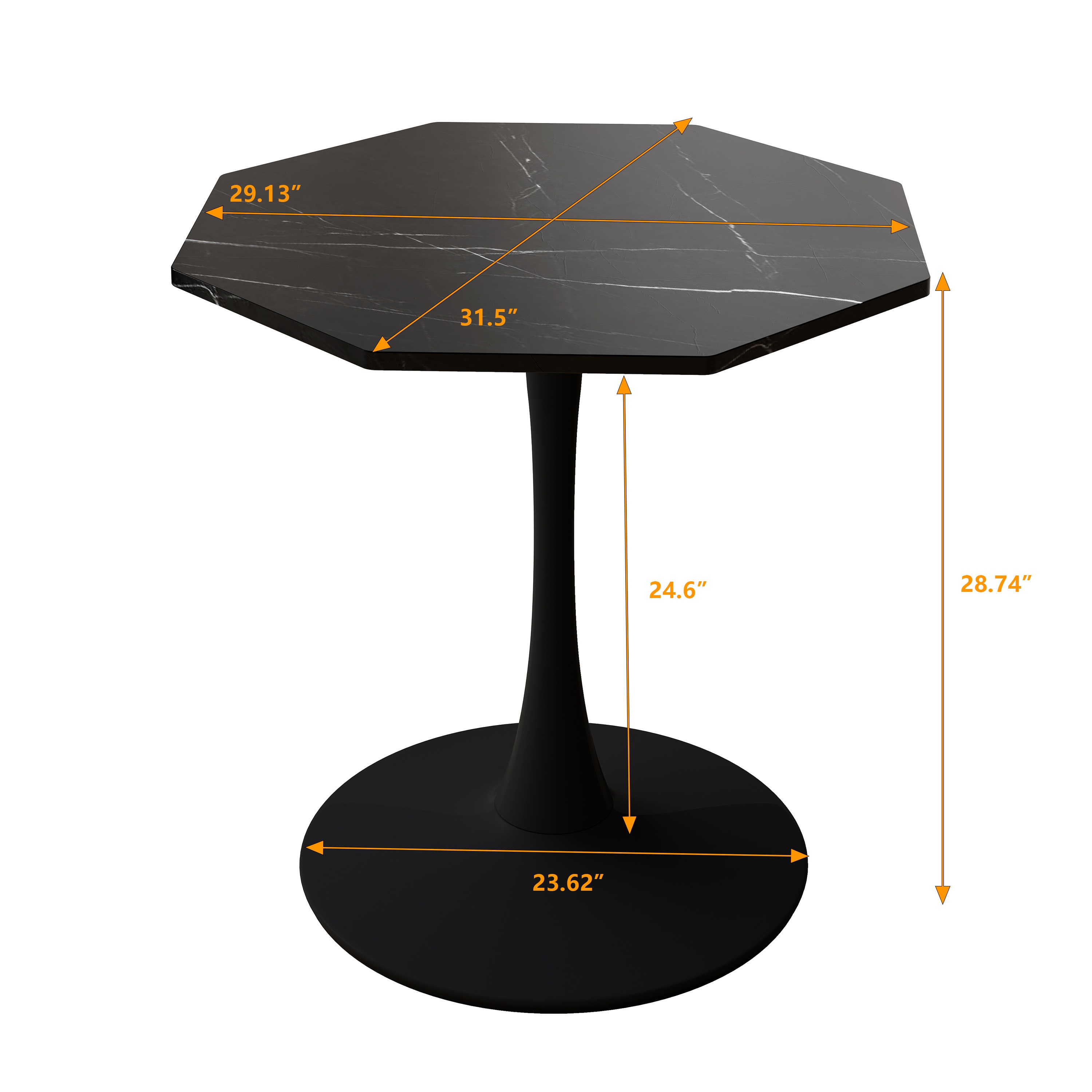 31.5" Modern Octagonal Coffee Table with Printed Black Marble Table Top, Metal Base, Easy Assembly, and High Load-Bearing Capacity, marble | Aosom.com 1