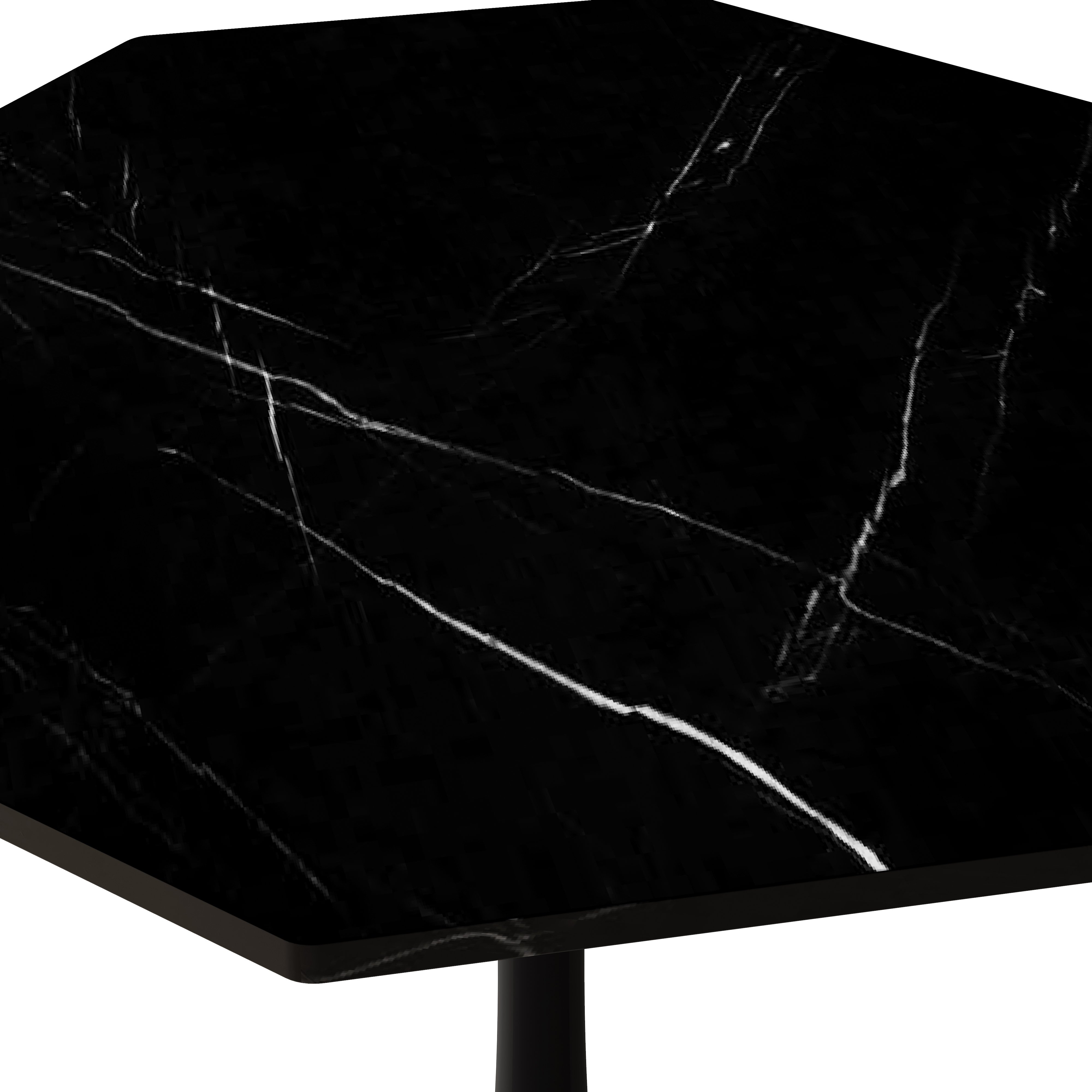31.5" Modern Octagonal Coffee Table with Printed Black Marble Table Top, Metal Base, Easy Assembly, and High Load-Bearing Capacity, marble | Aosom.com 4