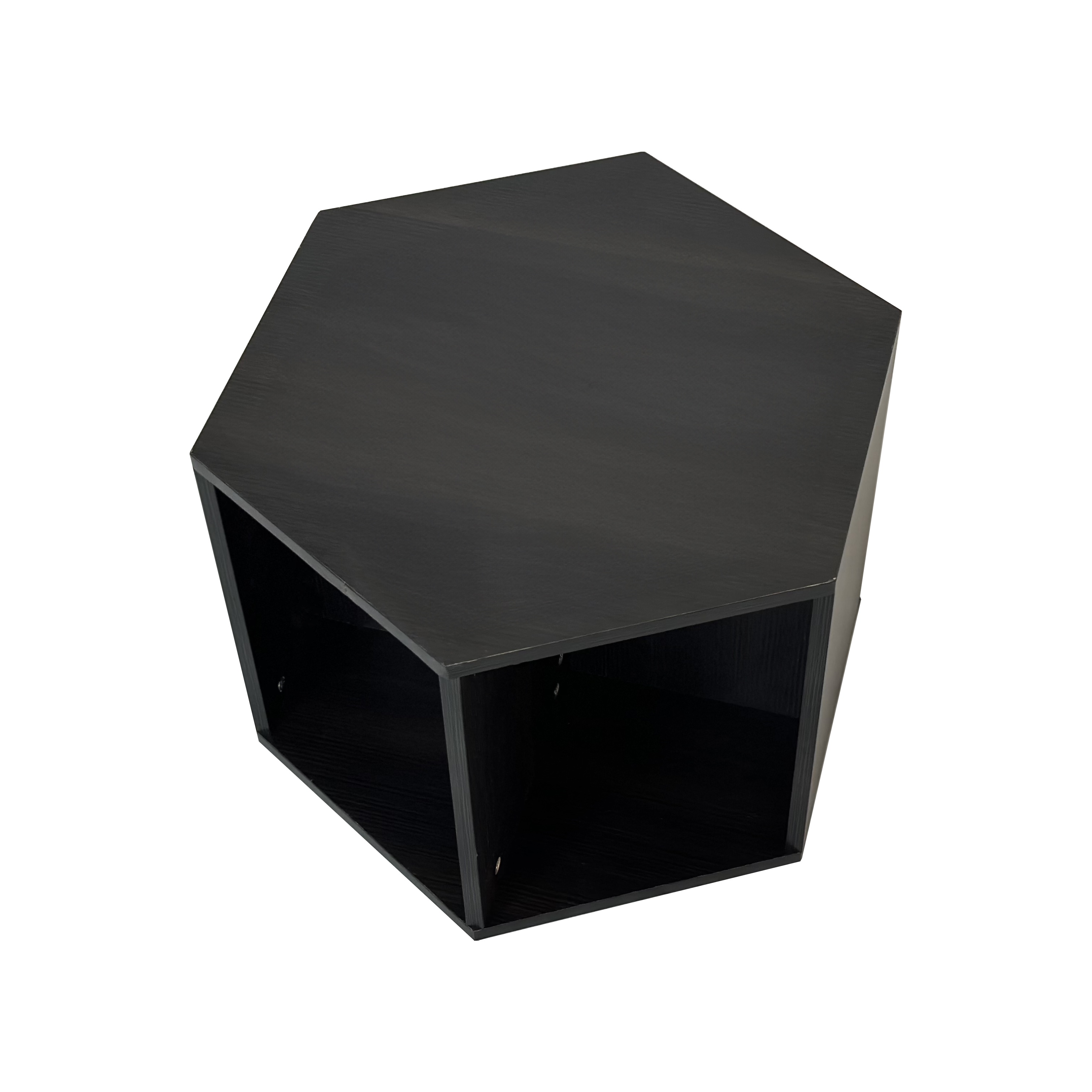 Hexagonal Coffee Table with Storage Shelves, Side Table Nightstand, Multi-Placement Design, Spacious Storage, Black Brown | Aosom.com 7