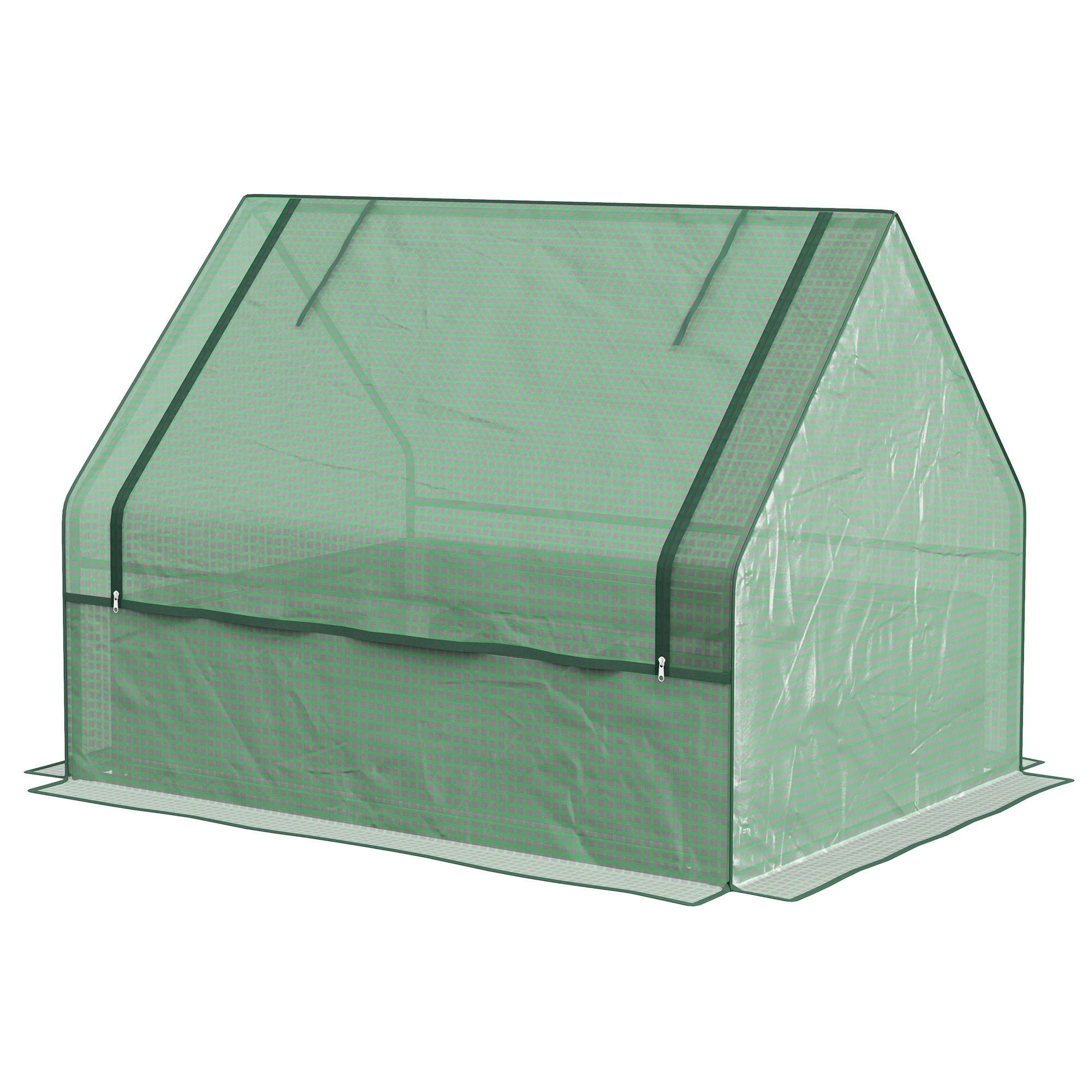 Outsunny Metal Raised Garden Bed with Greenhouse, Small Planter Box with Green &amp; Silver Cover for Outdoor Gardening| Aosom.com