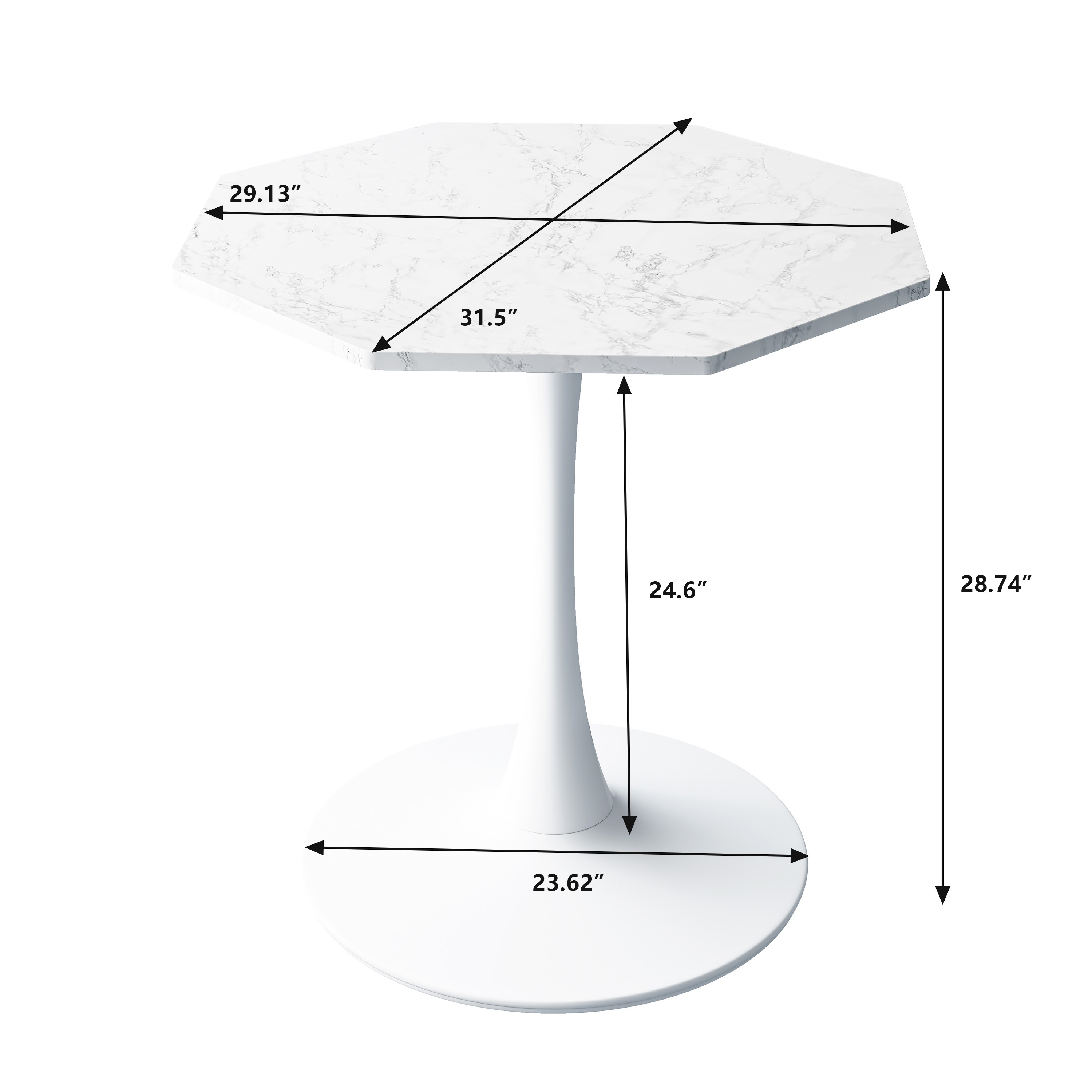 31.5" Modern Octagonal Coffee Table with Printed White Marble Table Top, Metal Base, Easy Assembly, 220 lbs Weight Capacity, White Marble | Aosom.com 1