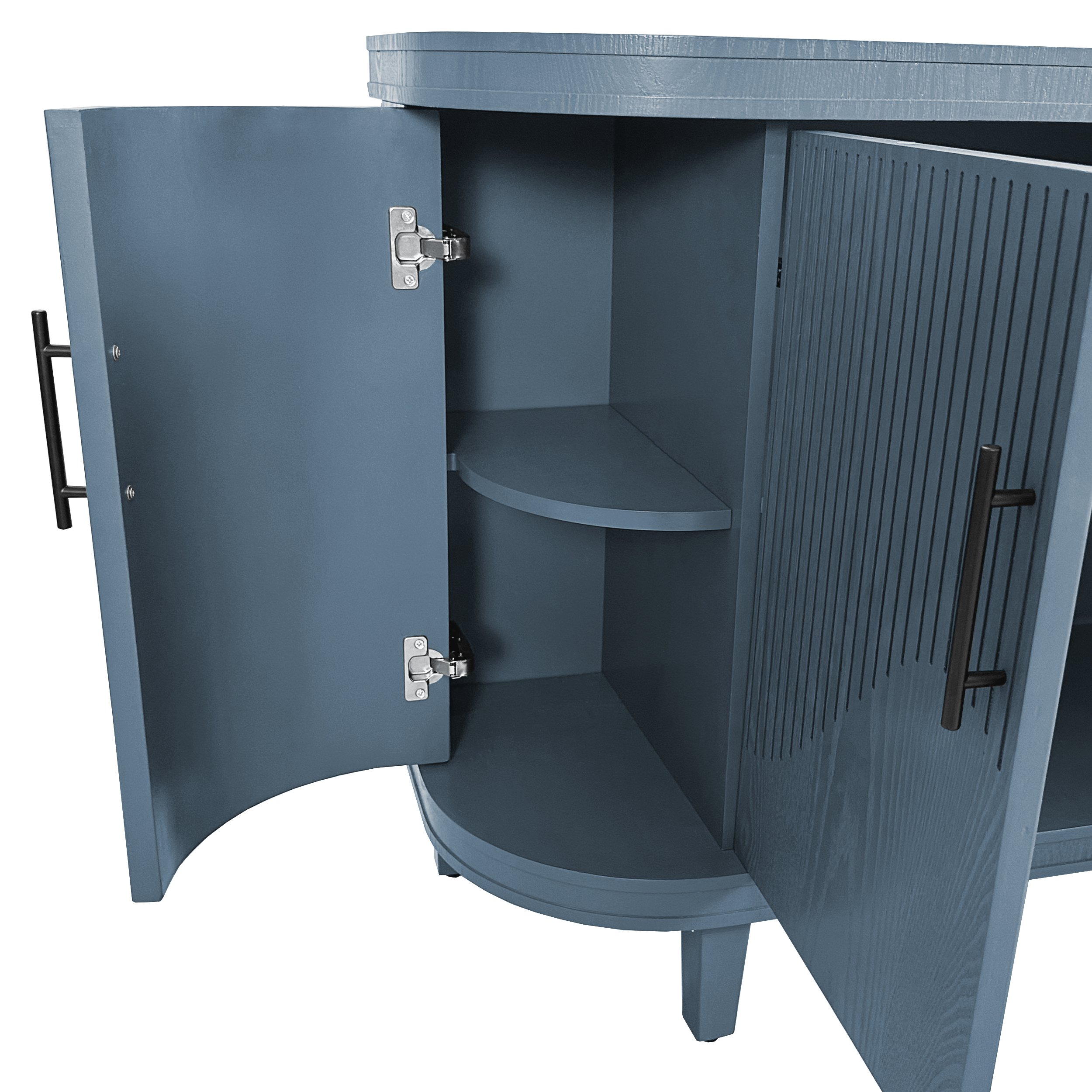 サイドボード Modern Curved Sideboard, Blue | Aosom.com