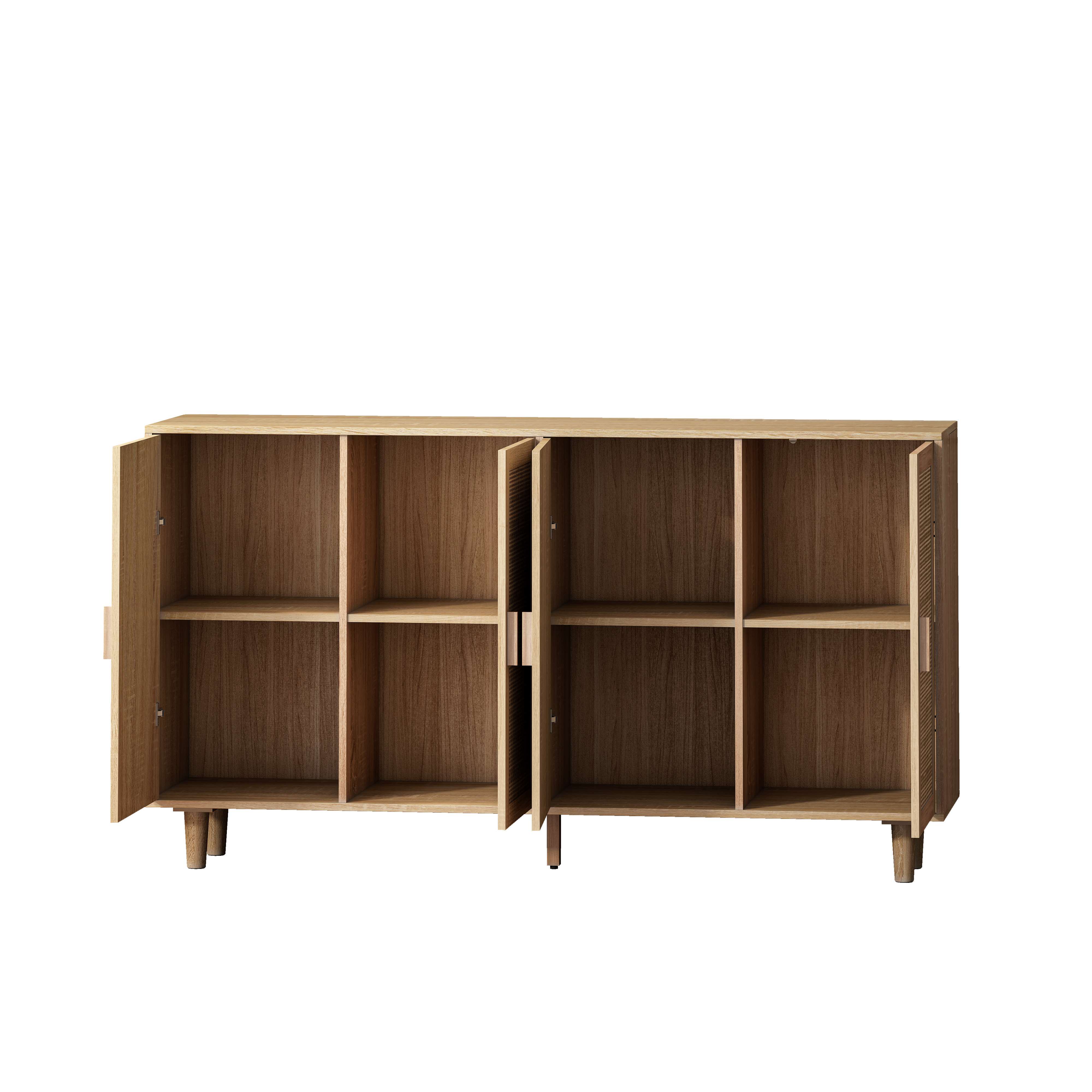 Elegant 4-Door Rattan Storage Cabinet, Natural | Aosom.com
