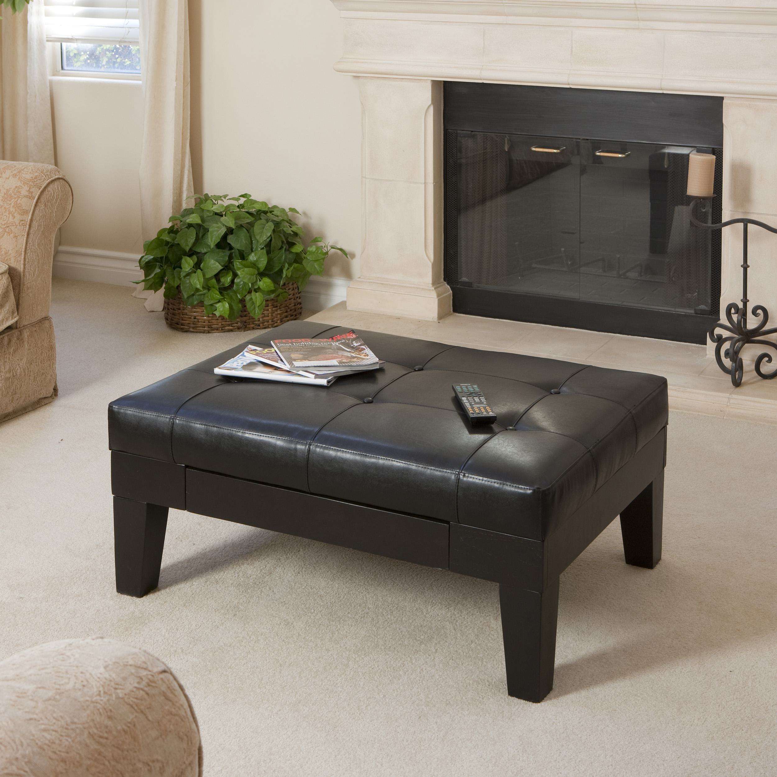 Versatile Design Ottoman with Drawer, Plush Comfort, Durable Build, Compact and Portable, Extra Seat, 40.5 L x 29.5 W x 17.75 H, Black | Aosom.com