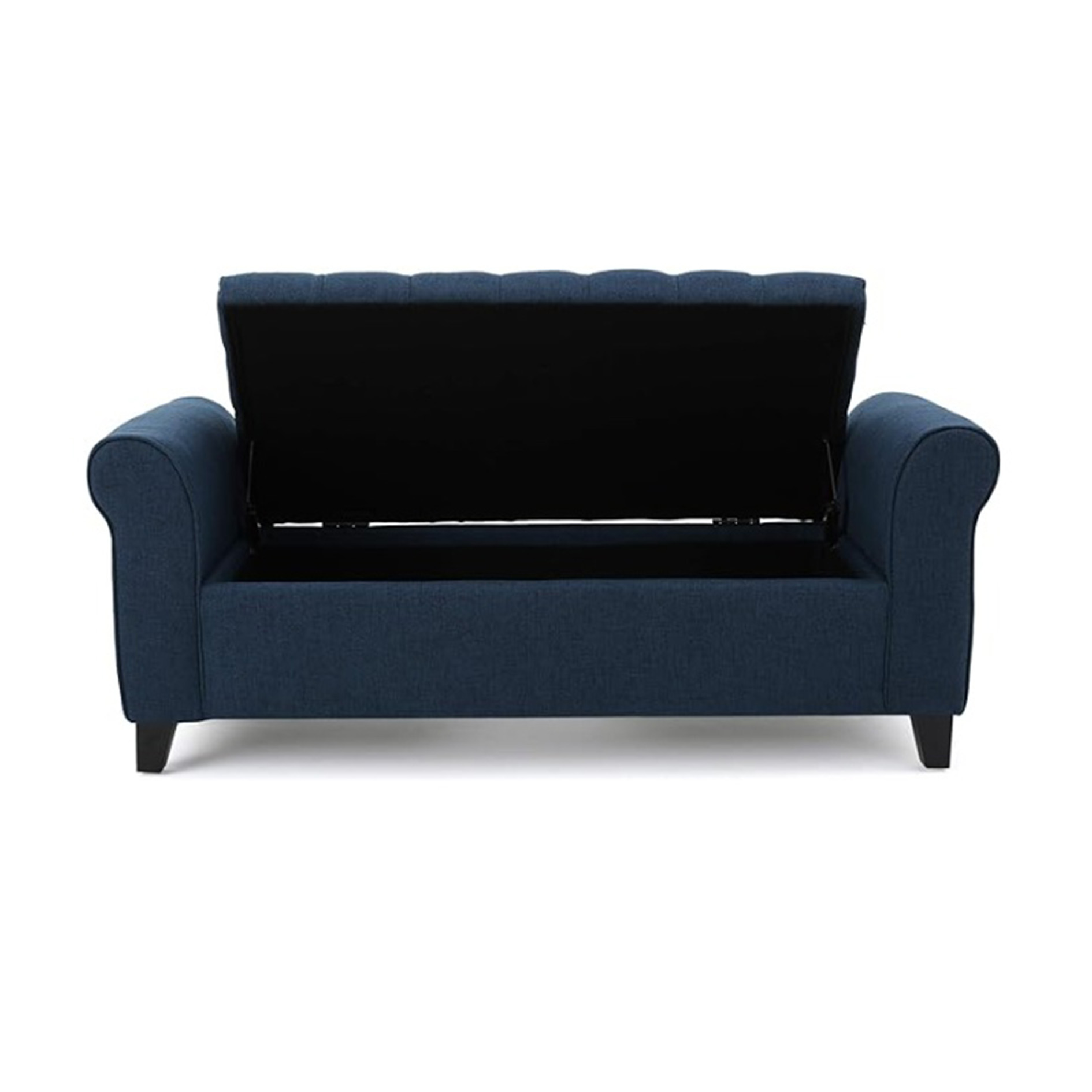 Contemporary Upholstered Ottoman with Rolled Arms and Pressure Hinges ...