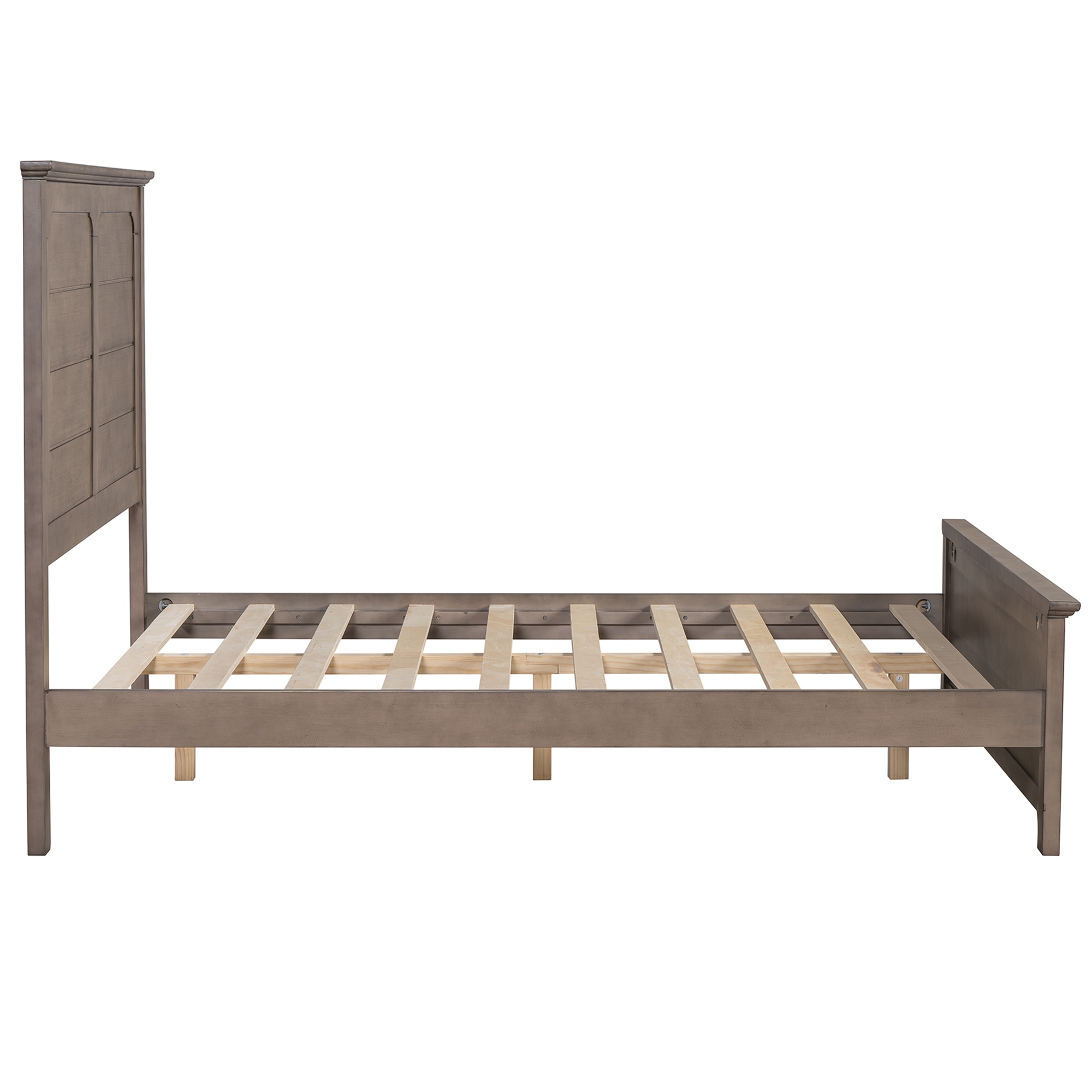Double Bed Frame with Wood Headboard and Footboard, Platform Frame for Bed with Farmhouse Style, 78.9" L x 57.9" W x 51.8" H, Ash Brown | Aosom.com 5