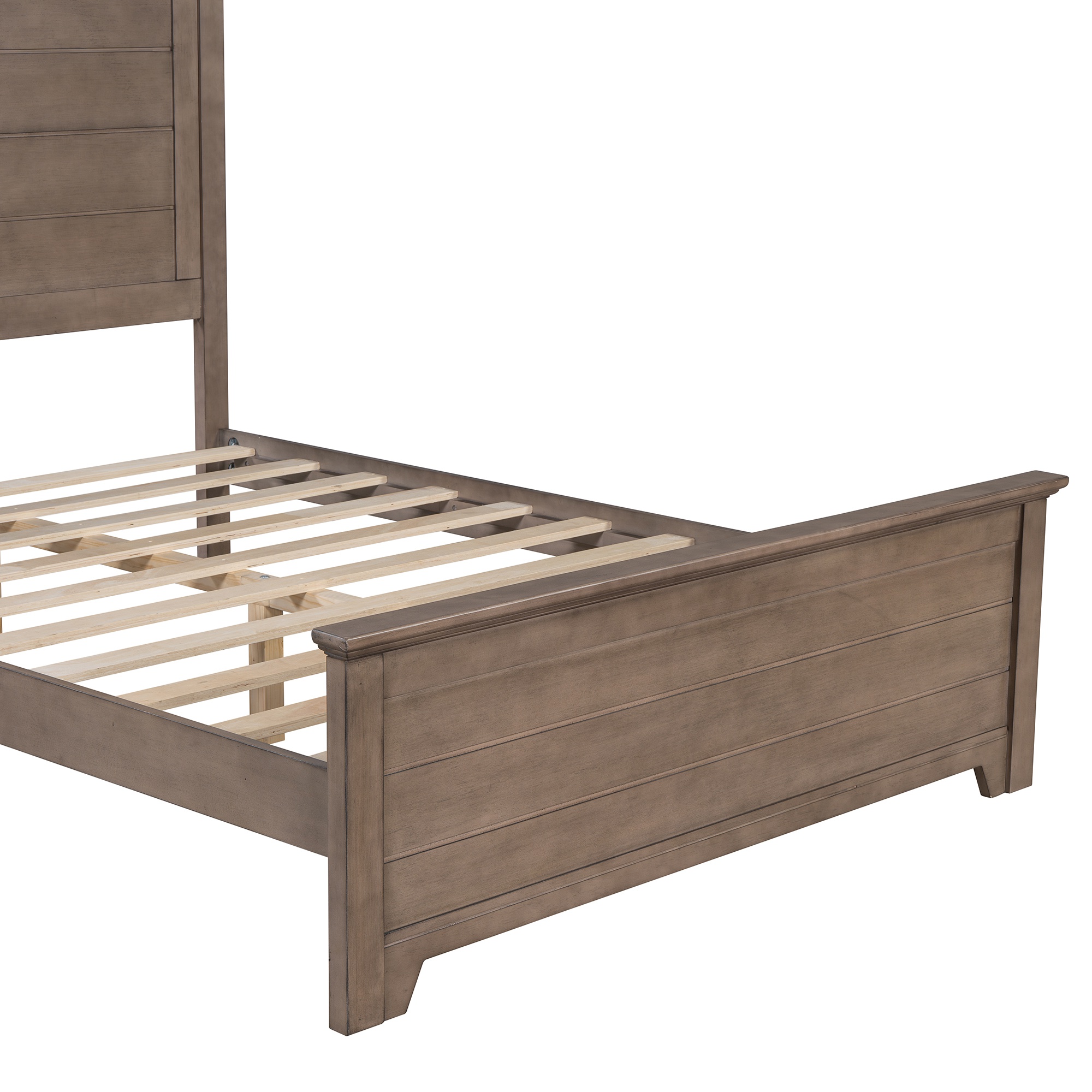 Double Bed Frame with Wood Headboard and Footboard, Platform Frame for Bed with Farmhouse Style, 78.9" L x 57.9" W x 51.8" H, Ash Brown | Aosom.com 4