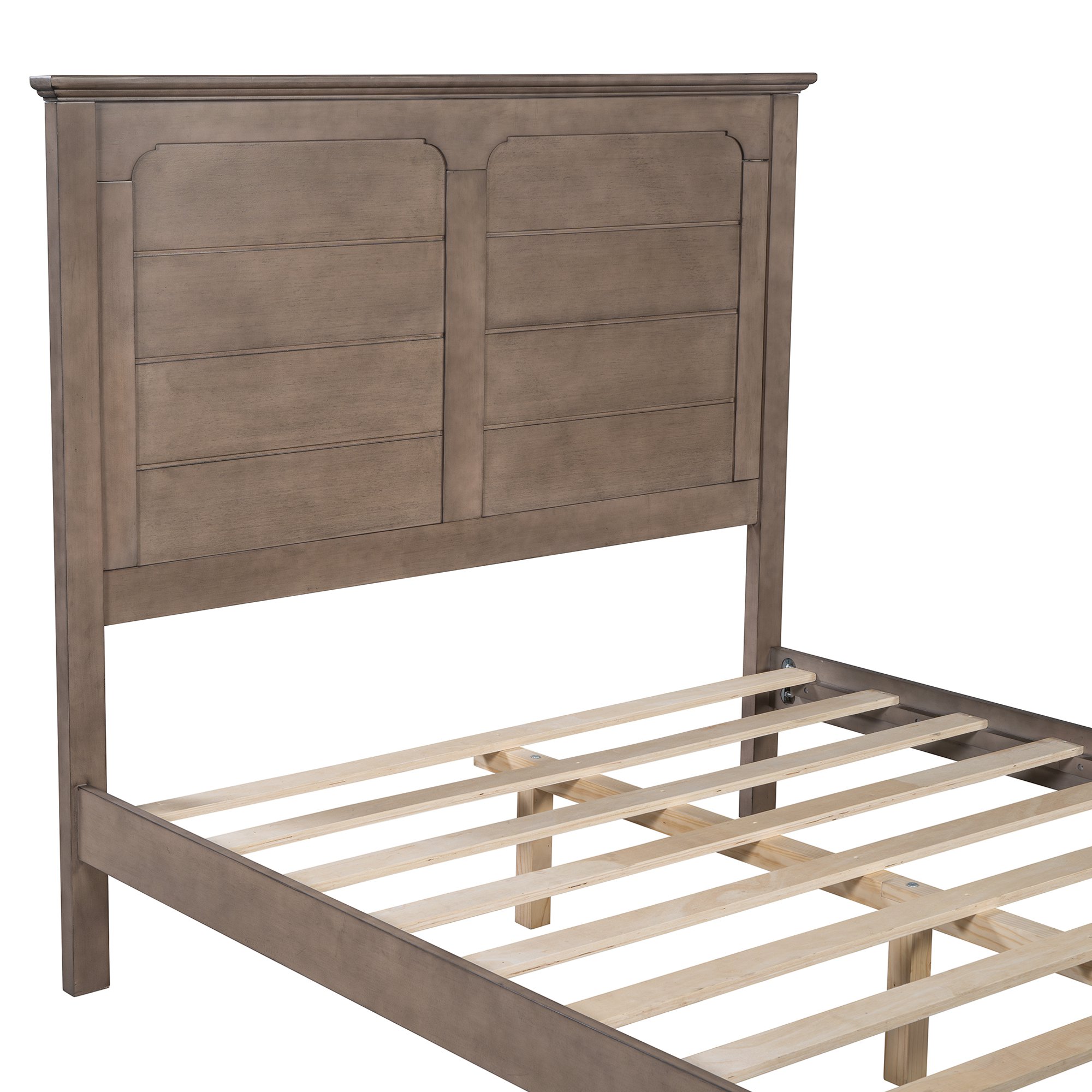 Double Bed Frame with Wood Headboard and Footboard, Platform Frame for Bed with Farmhouse Style, 78.9" L x 57.9" W x 51.8" H, Ash Brown | Aosom.com 3