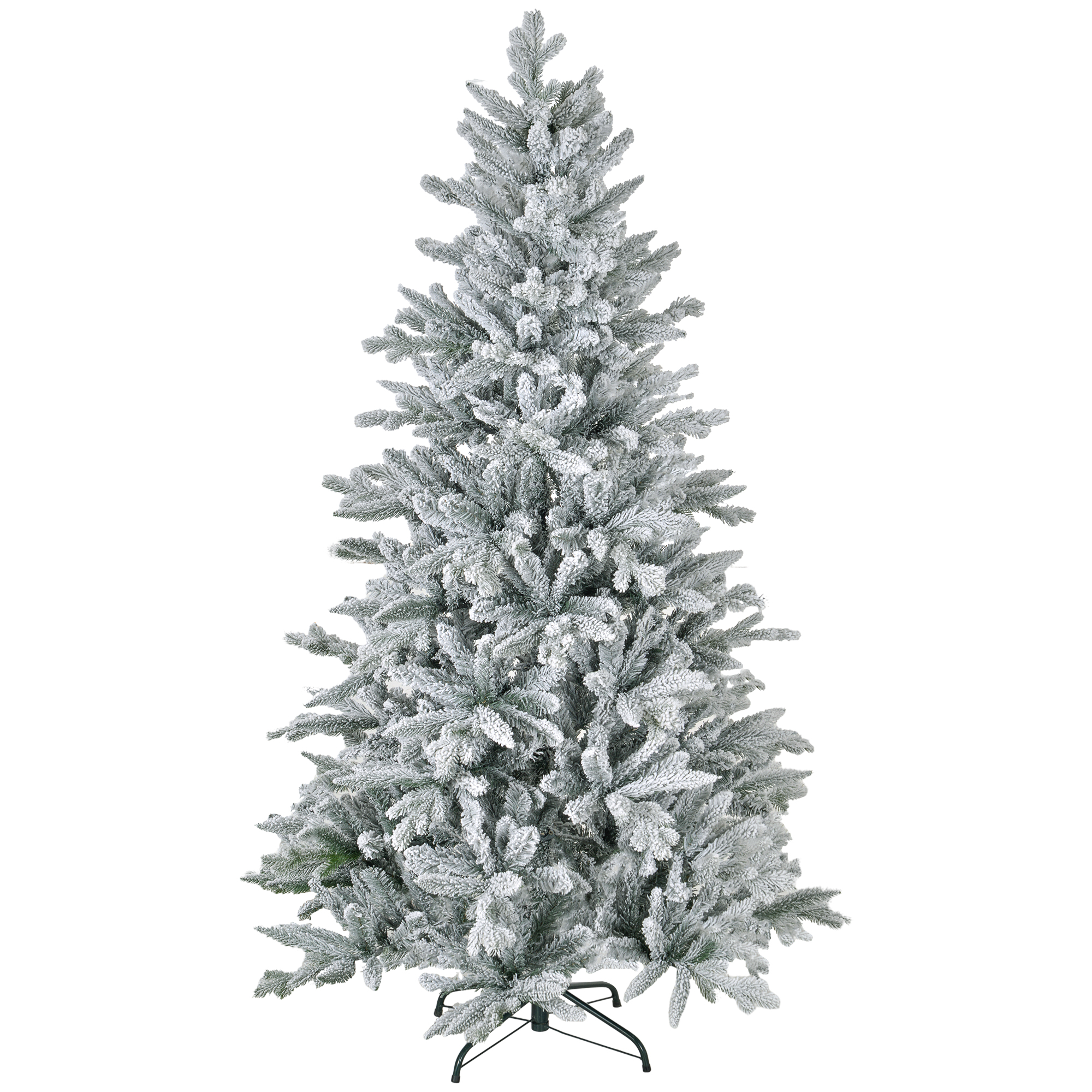 HOMCOM 6ft Snow Xmas Trees, Flocked Christmas Tree with Snow Tips, Easy Assembly, Hinged Xmas Tree for Home Office Holiday | Aosom.com