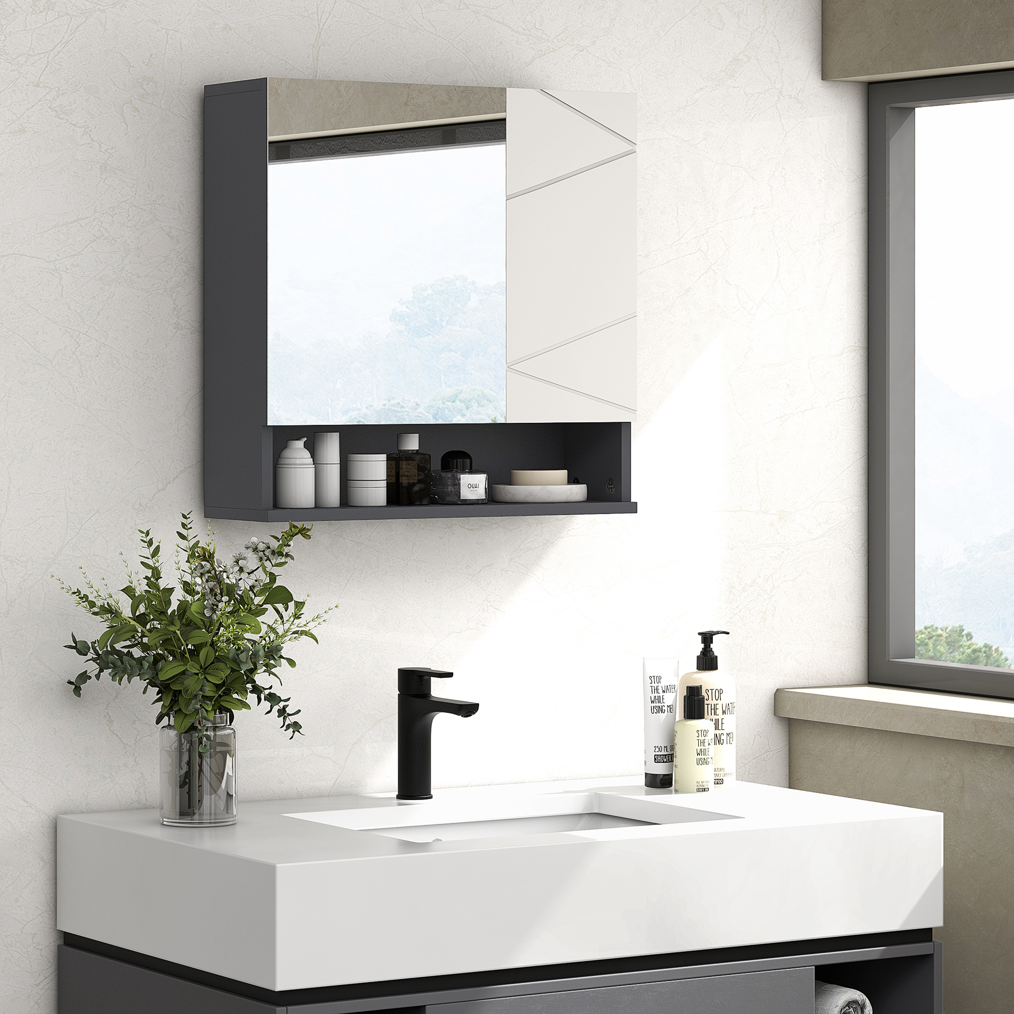 kleankin Medicine Cabinet, Wall Mounted Bathroom Mirror Cabinet with ...