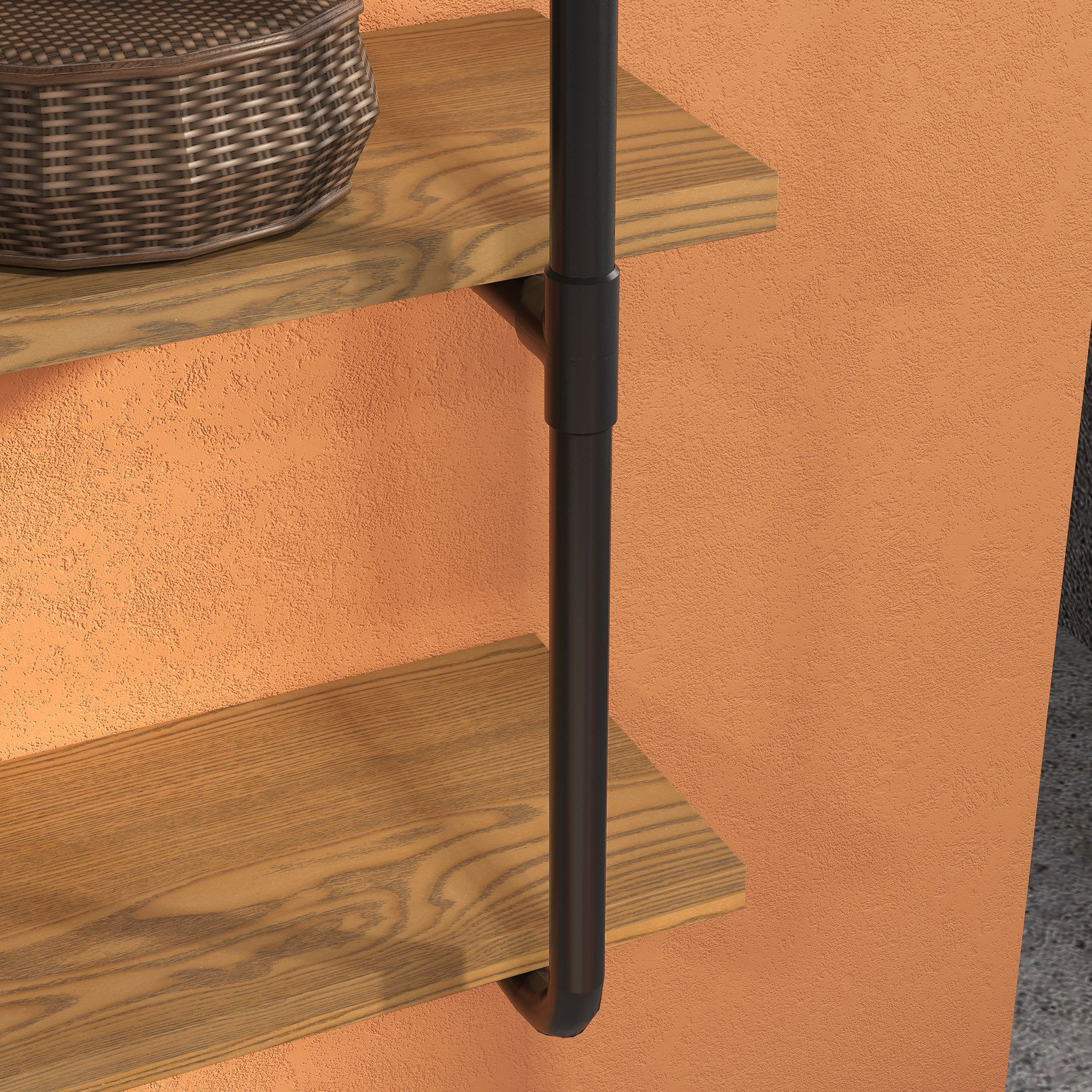 HOMCOM Industrial Pipe Style Shelf 4-Tier Wall-Mounted Utility