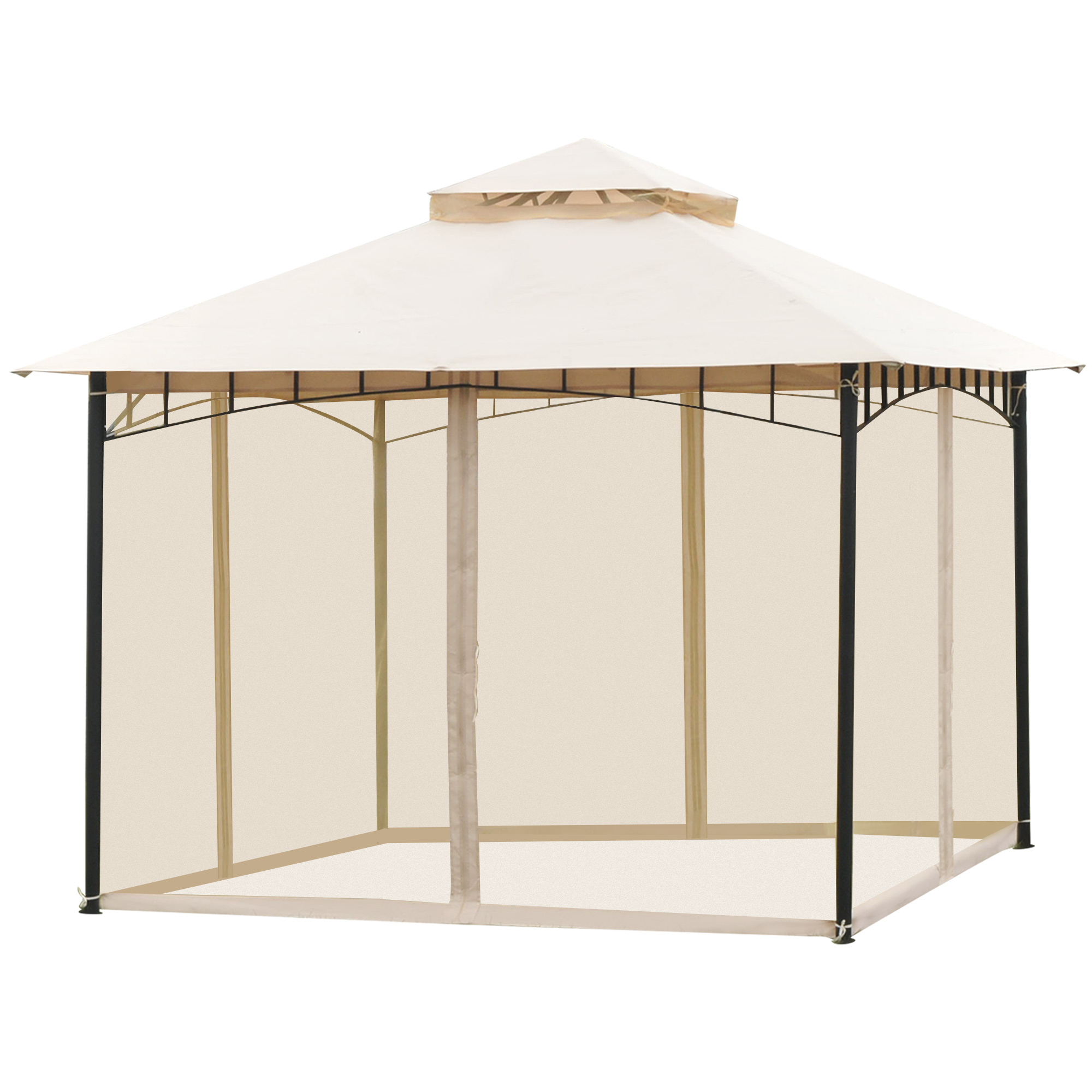 Outsunny Double-tier 10ft×10ft Gazebo Shelter Awning Canopy