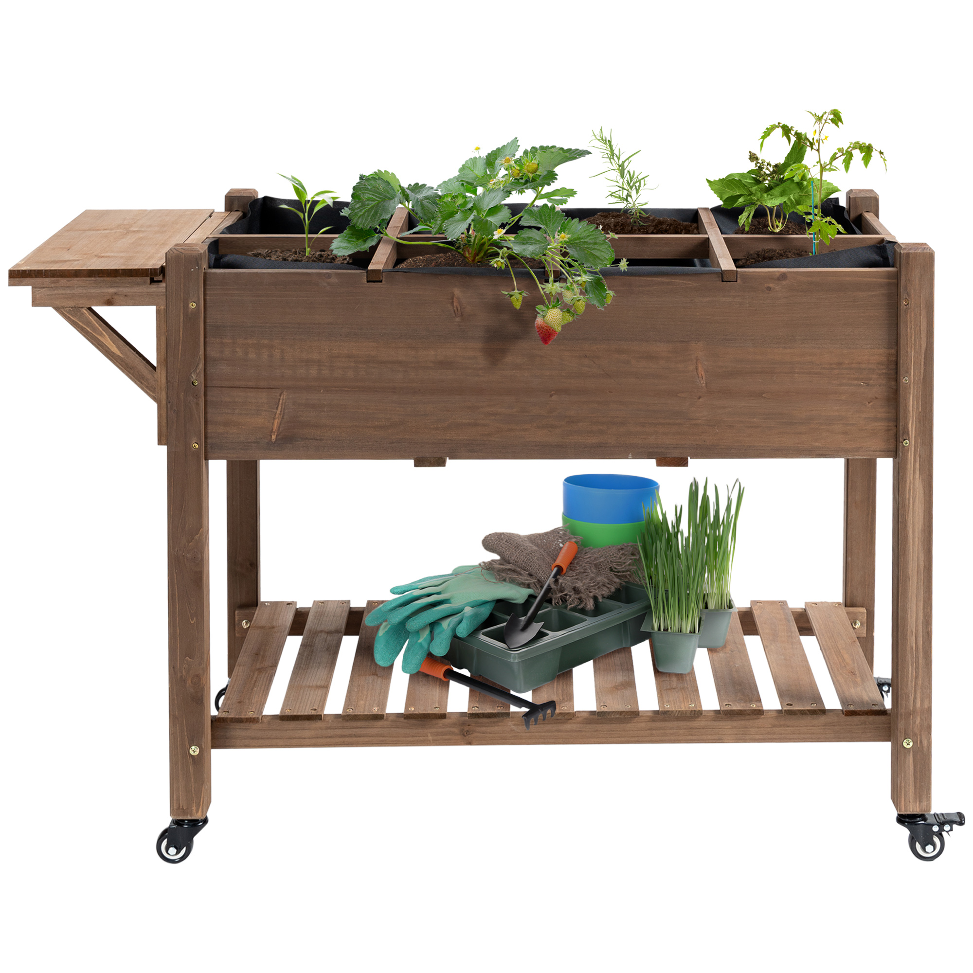 Outsunny 49'' x 21'' x 34'' Raised Garden Bed w/ 8 Grow Grids