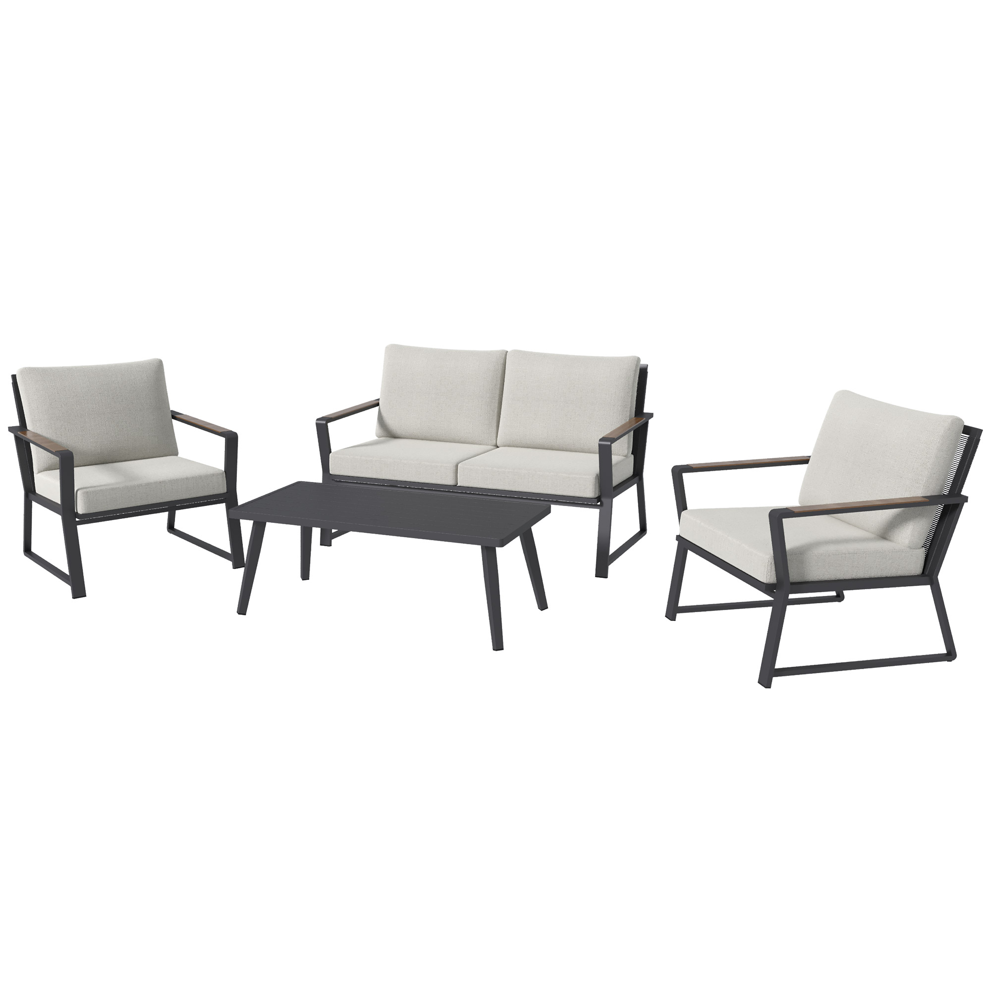 【Adul】PATIO MODWAY Scottsdale 4-Piece Wicker Outdoor Daybed with