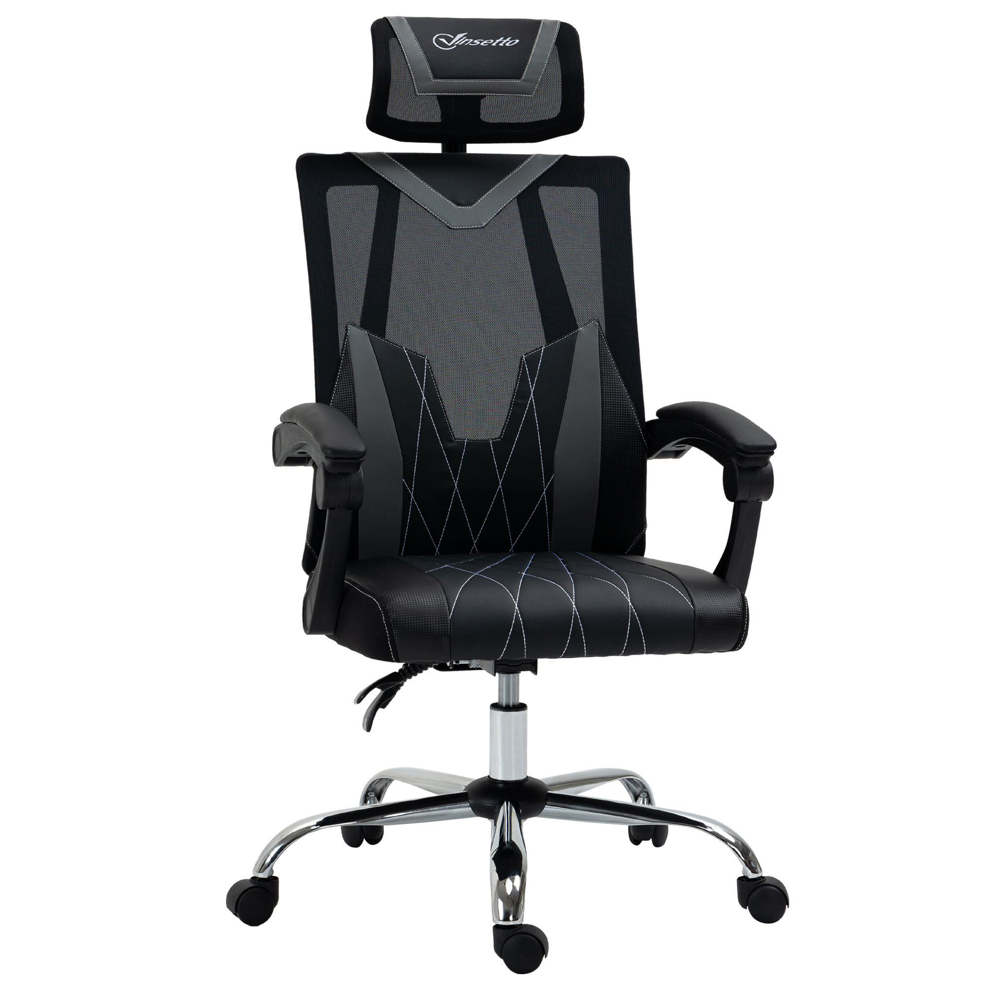 Vinsetto Mesh Office Chair Ergonomic Desk Chair with Rotate Headrest,  Lumbar Support Adjustable Height, 360° Swivel Computer Chair
