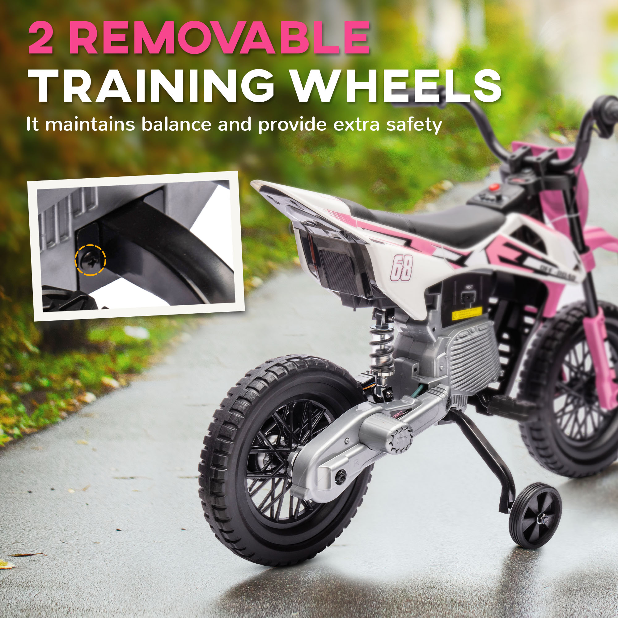 Qaba 12V Kids Electric Motorcycle w/ Twist Grip Throttle Training