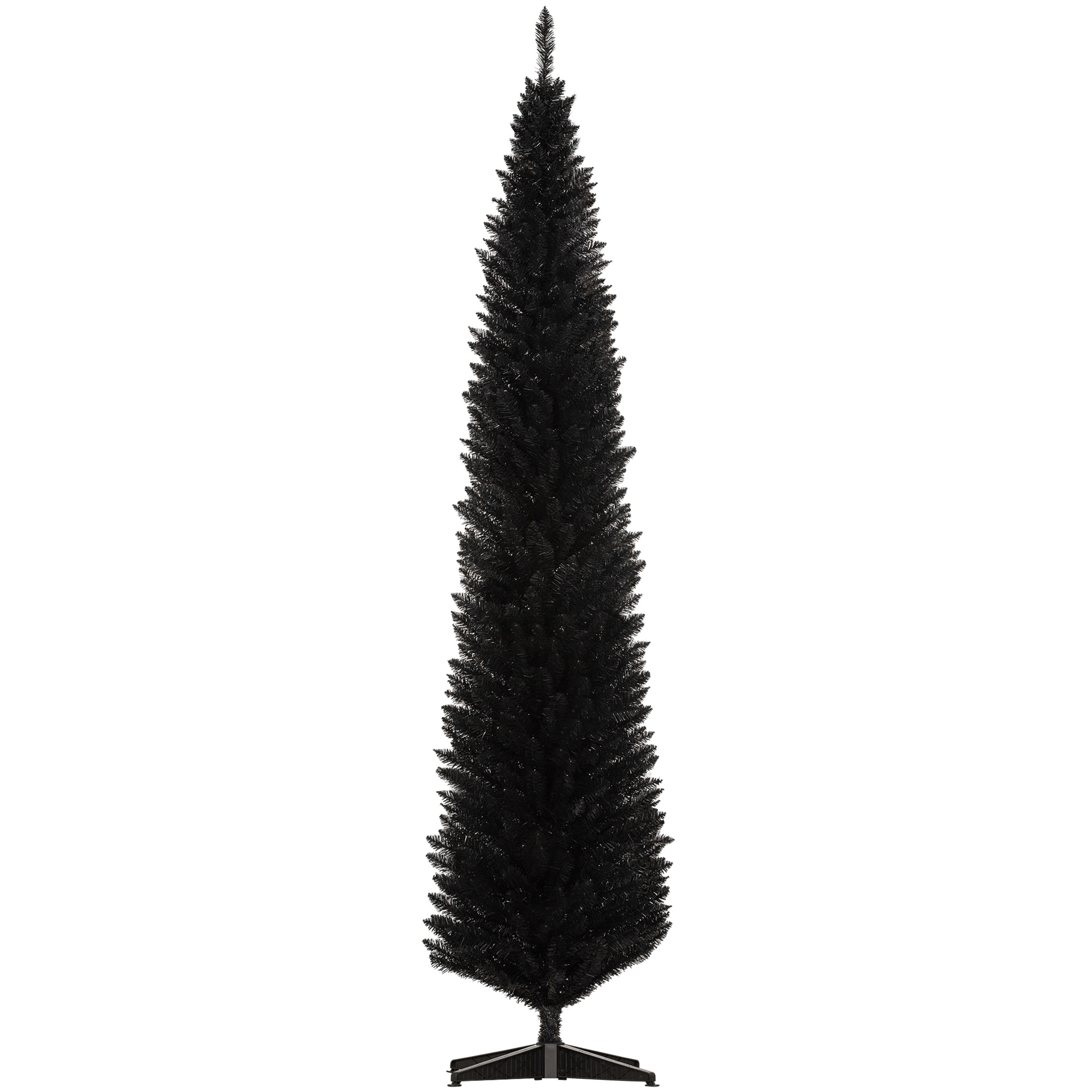 HOMCOM 8ft Tall Skinny Christmas Tree, Unlit Pencil Artificial Christmas Tree w/ 618 Tips &amp; Plastic Base for Holiday, Black | Aosom.com