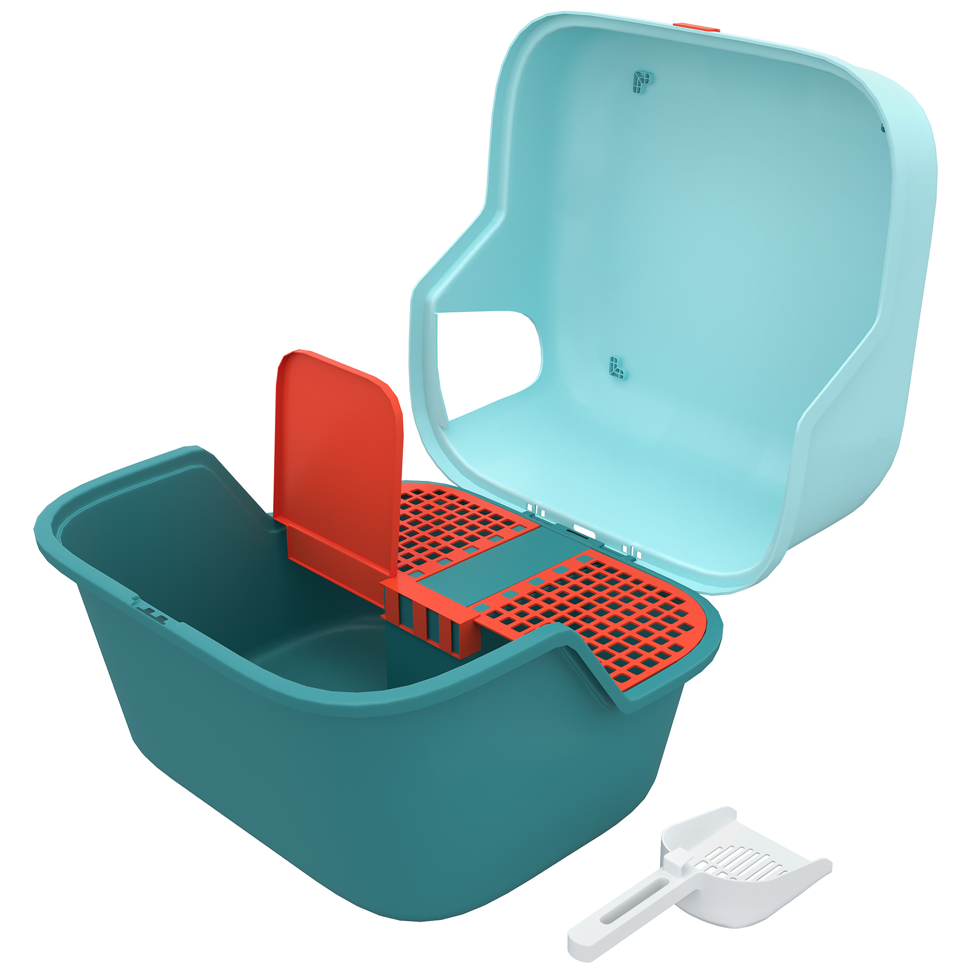 PawHut Cat Litter Box with Scoop, Easy to Clean &amp; Openable Cover, Green | Aosom.com