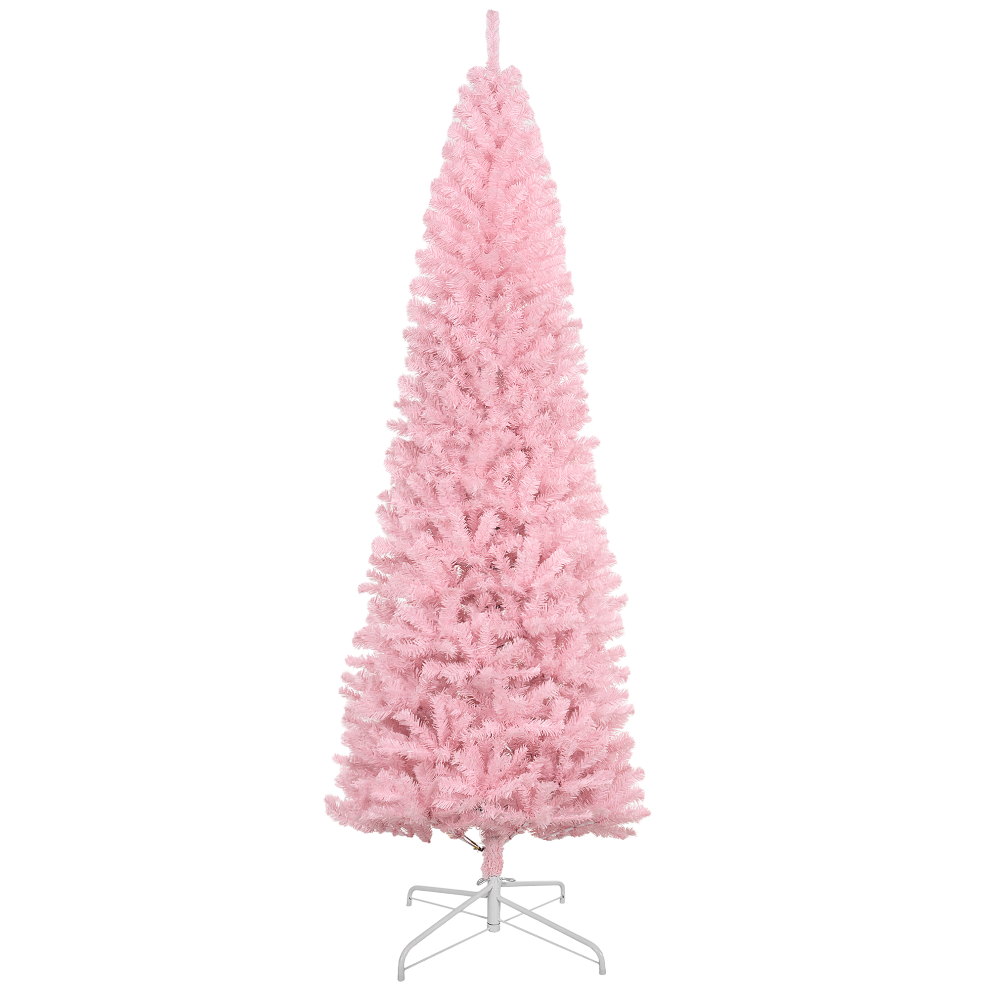 HOMCOM 8 Artificial Christmas Tree Douglas Fir Pencil Christmas Tree with 1168 Realistic Branch Tips, Pink | Aosom.com