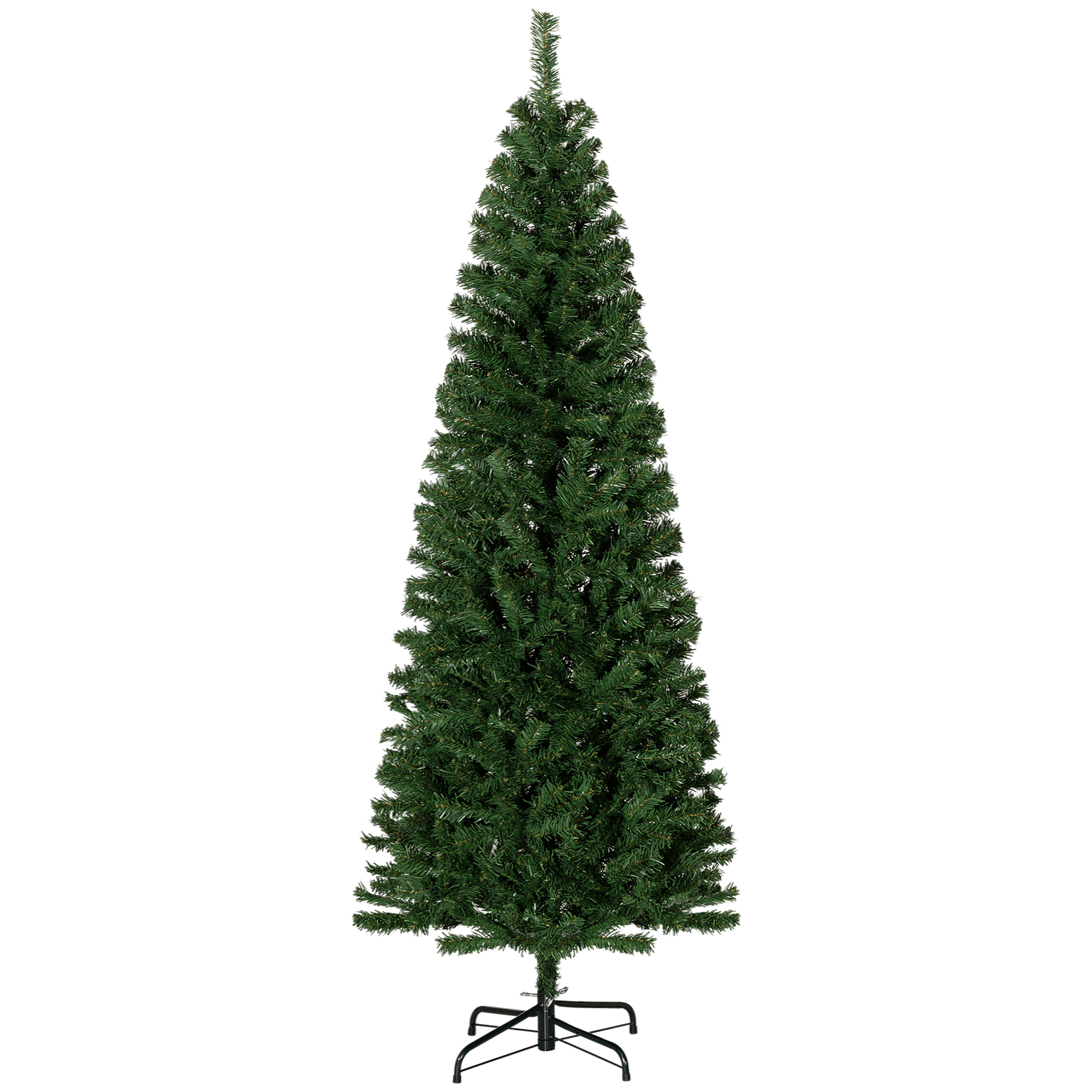 HOMCOM 6 FT Slim Christmas Tree, Pencil Xmas Artificial Tree w/ 618 Tips &amp; Stable Stand, Holiday Party Decoration Indoors, Green | Aosom.com