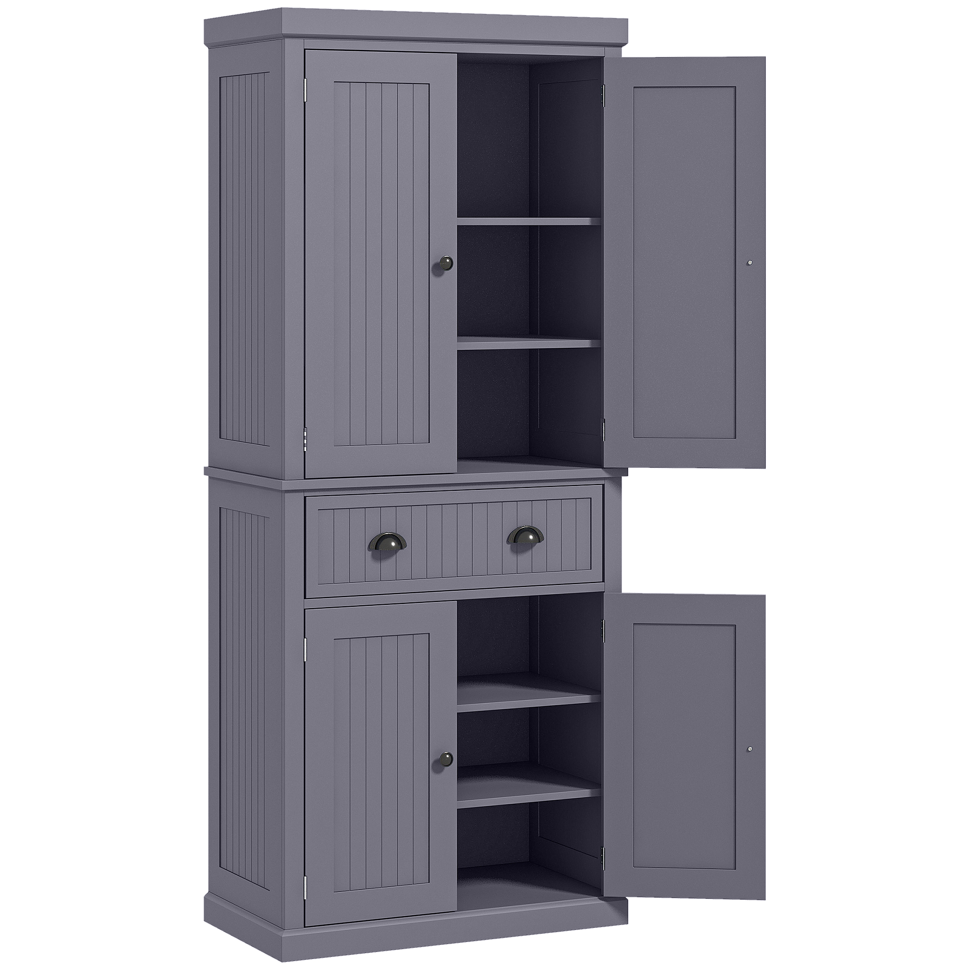 HOMCOM 72 Kitchen Pantry Storage Cabinet, Cupboard w/ 4 Doors and 3 Adjustable Shelves, Large Central Drawer, Navy Blue | Aosom.com