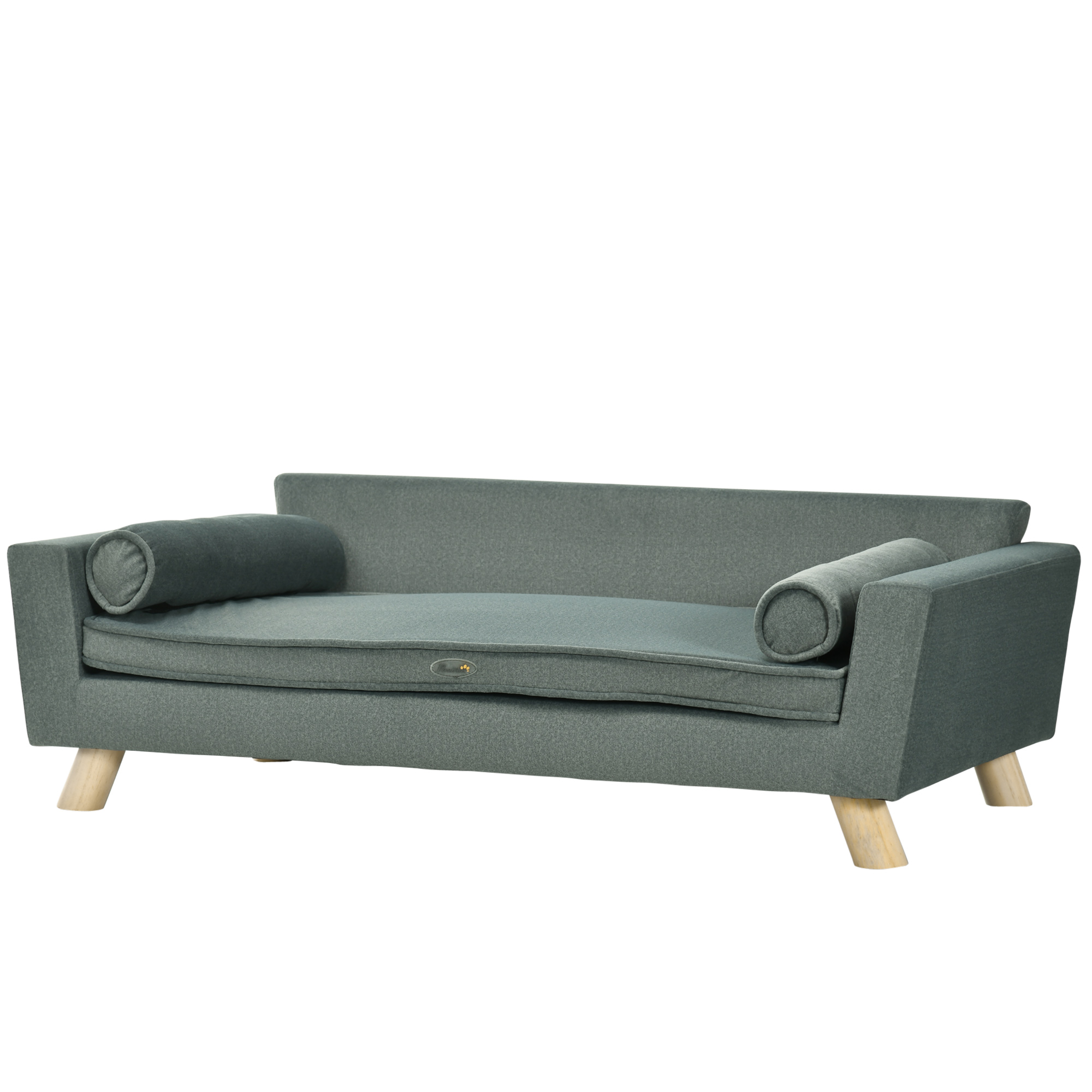 PawHut Dog Couch with Removable Pillows, Foam Pet Sofa, Cat Sofa with Removable Washable Cushion &amp; Water-Resistant Fabric, Gray