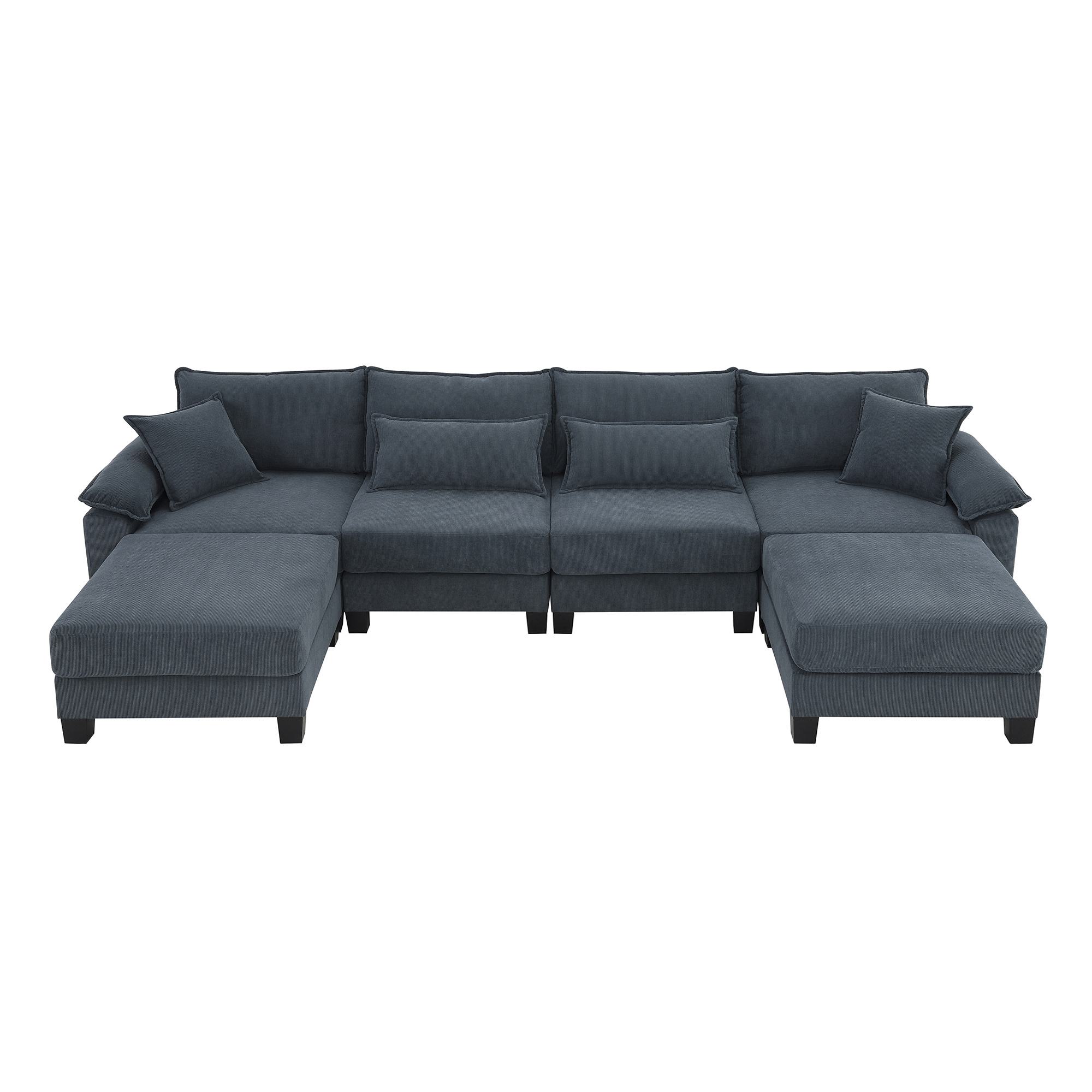 【シー】ROME/MOD153cm Wide Seat Corduroy Modular Sectional Sofa Bed, Gray | Aosom.com