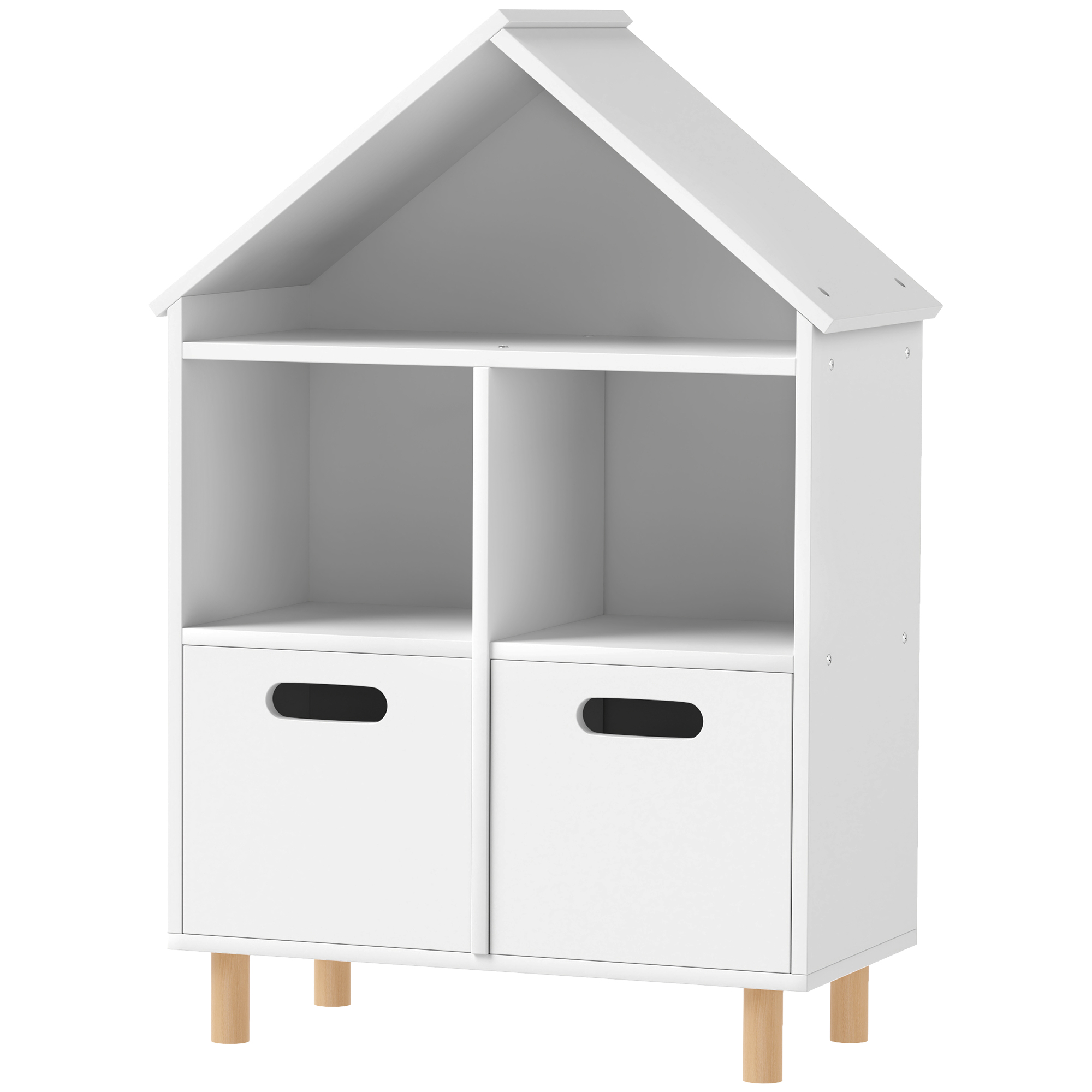 Qaba 3 Tier Kids Bookshelf with Two Drawers, for Kids Rooms, Bedroom, Nursery, White