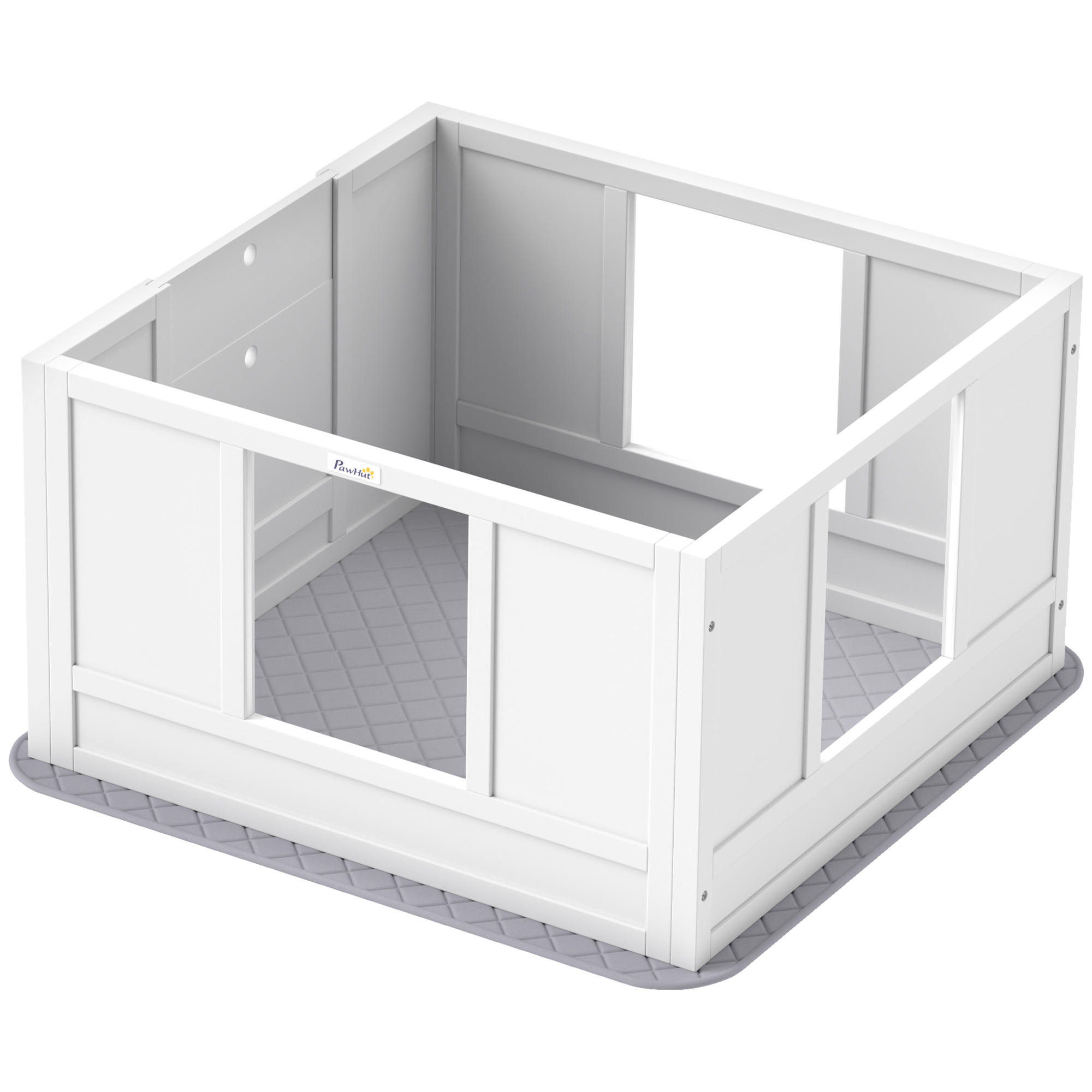 PawHut 33 Whelping Box for Dogs, Puppy Whelping Pen with Adjustable Entrance &amp; Non-slip Foot Pads, for Small Dogs, White | Aosom.com