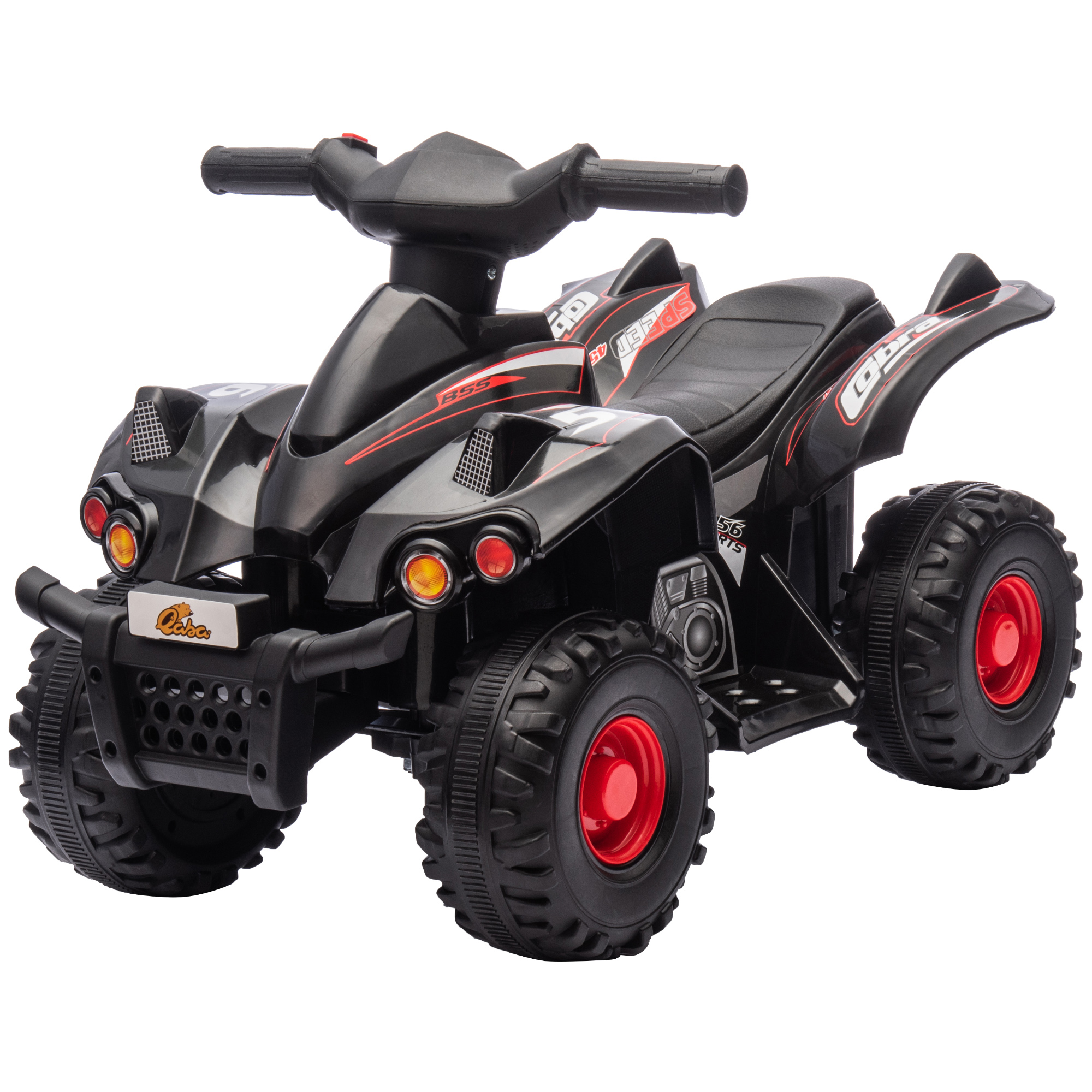 Qaba 6V Kids ATV, 4 Wheeler Quad Car w/ Music for 2-6 Years, Black