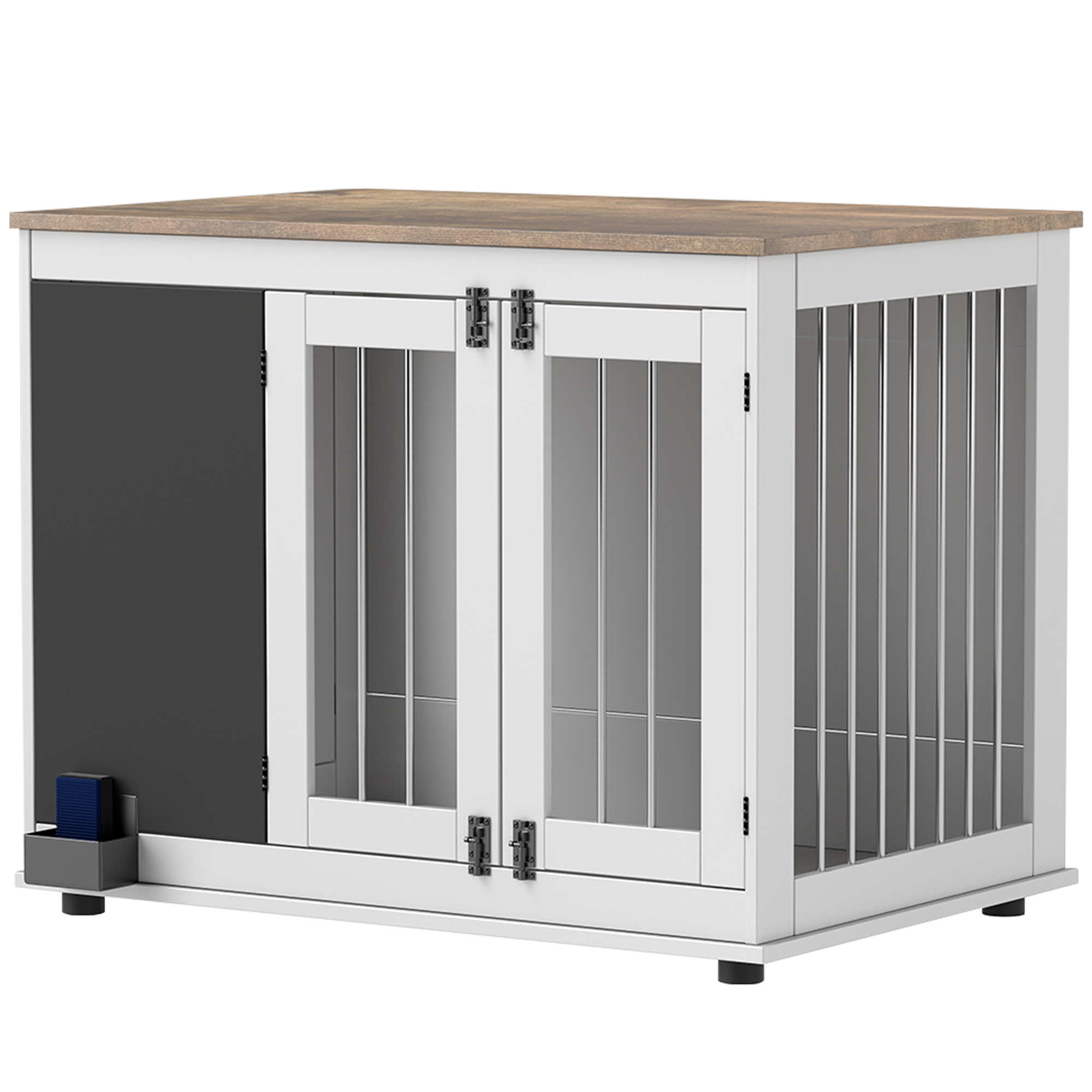 PawHut 39 Dog Crate Furniture Side Table for Large Dogs with Three Doors, Blackboard &amp; Non-Slip Foot Pads, White | Aosom.com