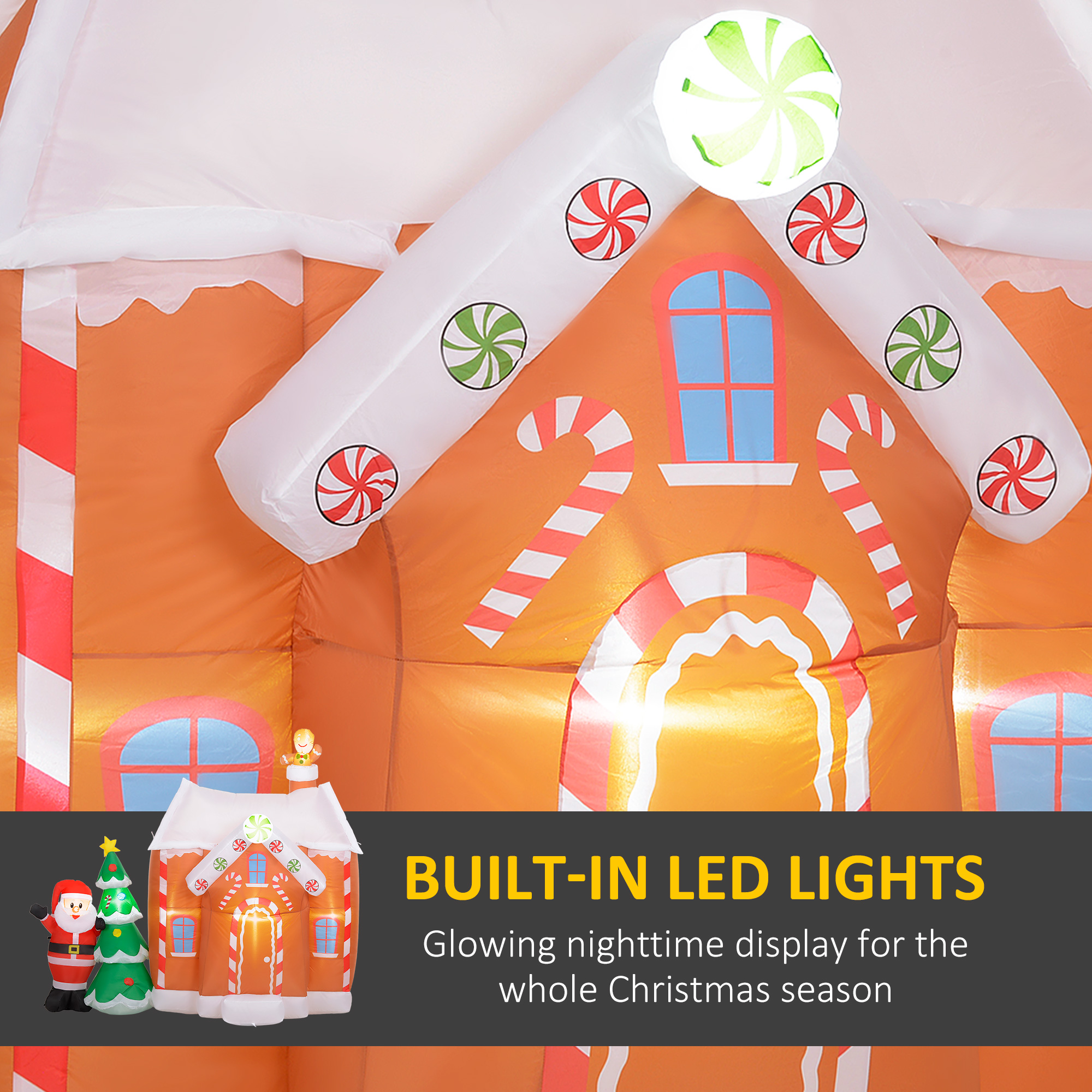 Outsunny 7FT Giant Inflatable Gingerbread House, Christmas Blow Up ...