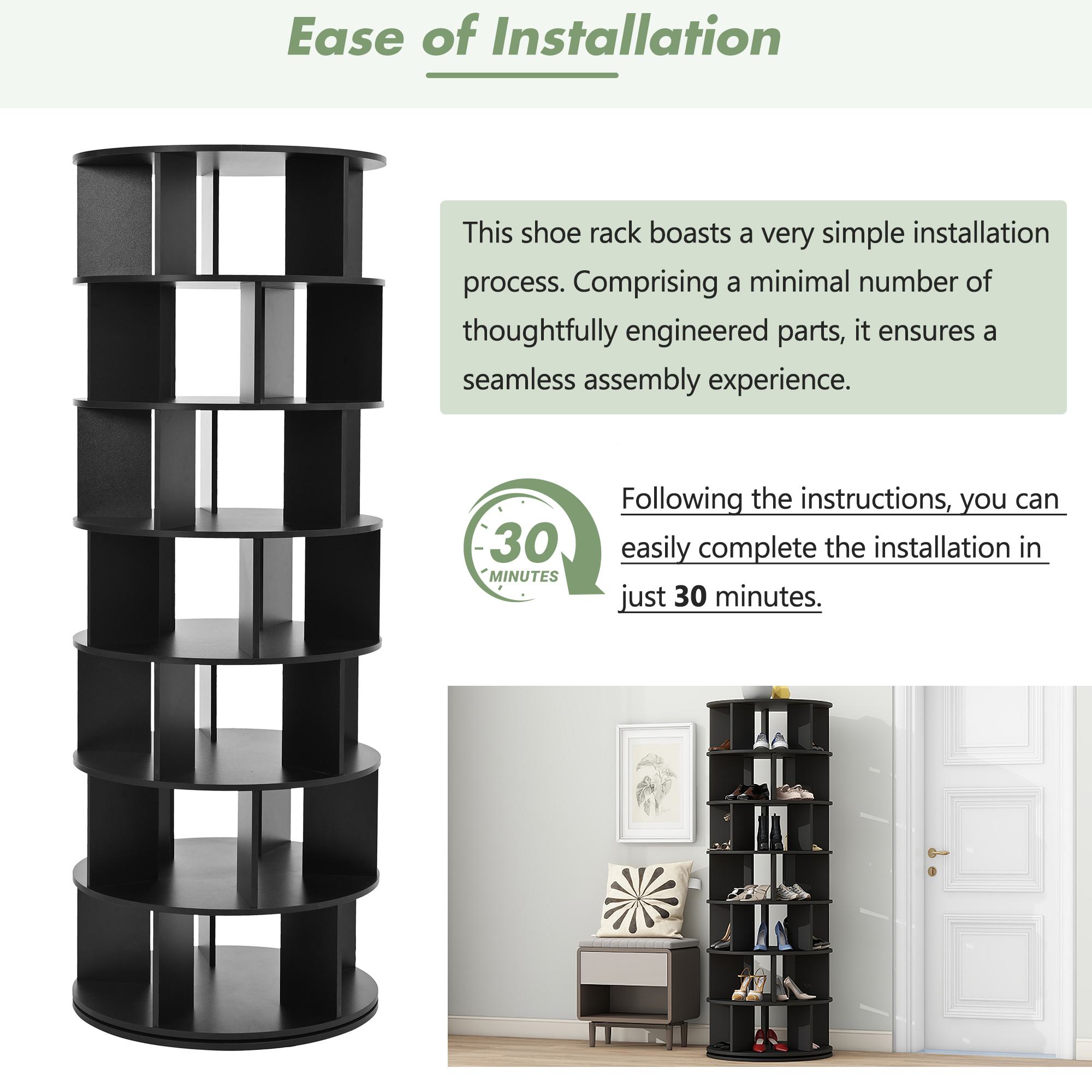 ◆OSOYA◆ Vinsetto 360° Spinning Shoe Cabinet with 5 Grids Per Layer