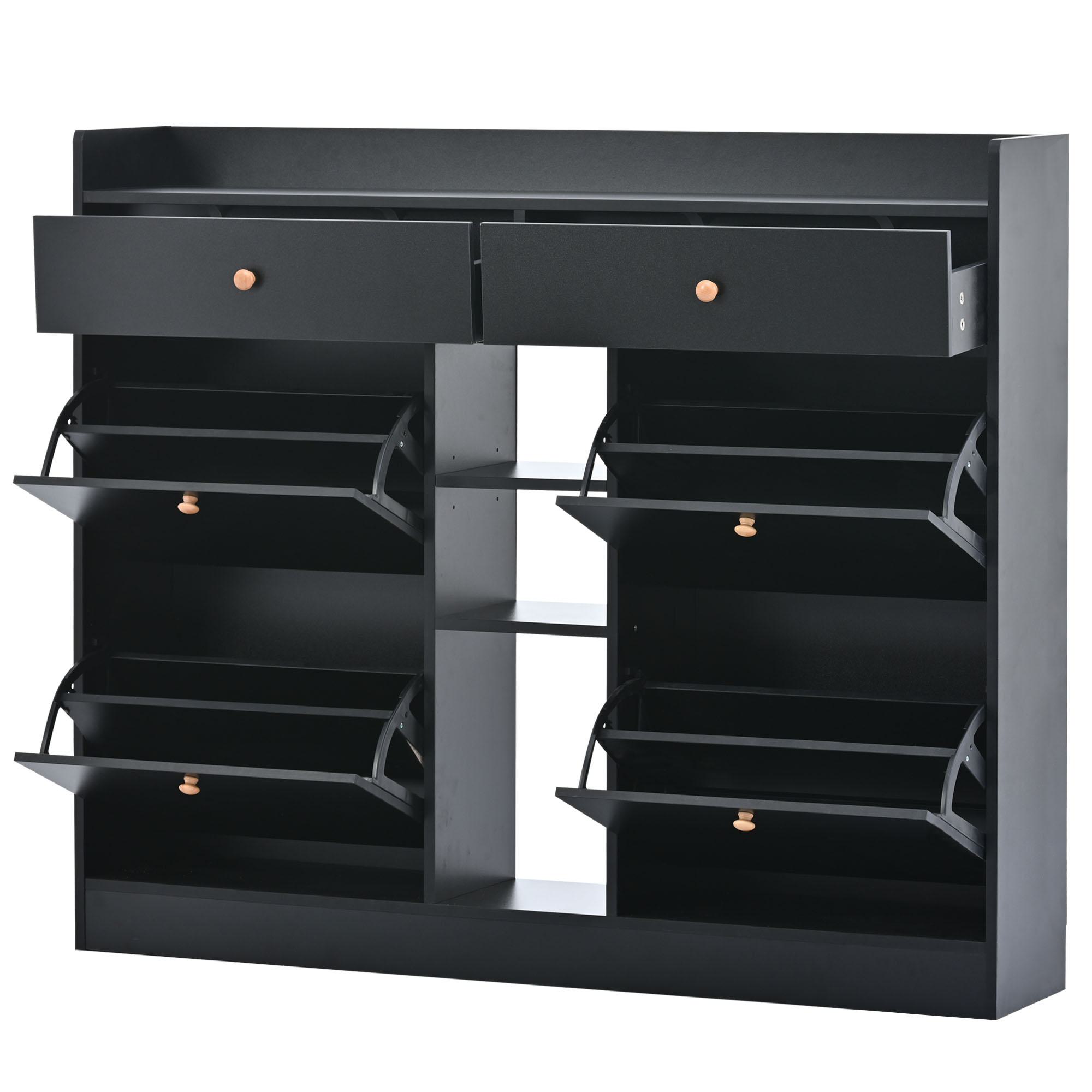 IDÉE STORAGE TALL ブラック　新品 Modern Shoe Cabinet with 4 Flip Drawers, Black | Aosom.com