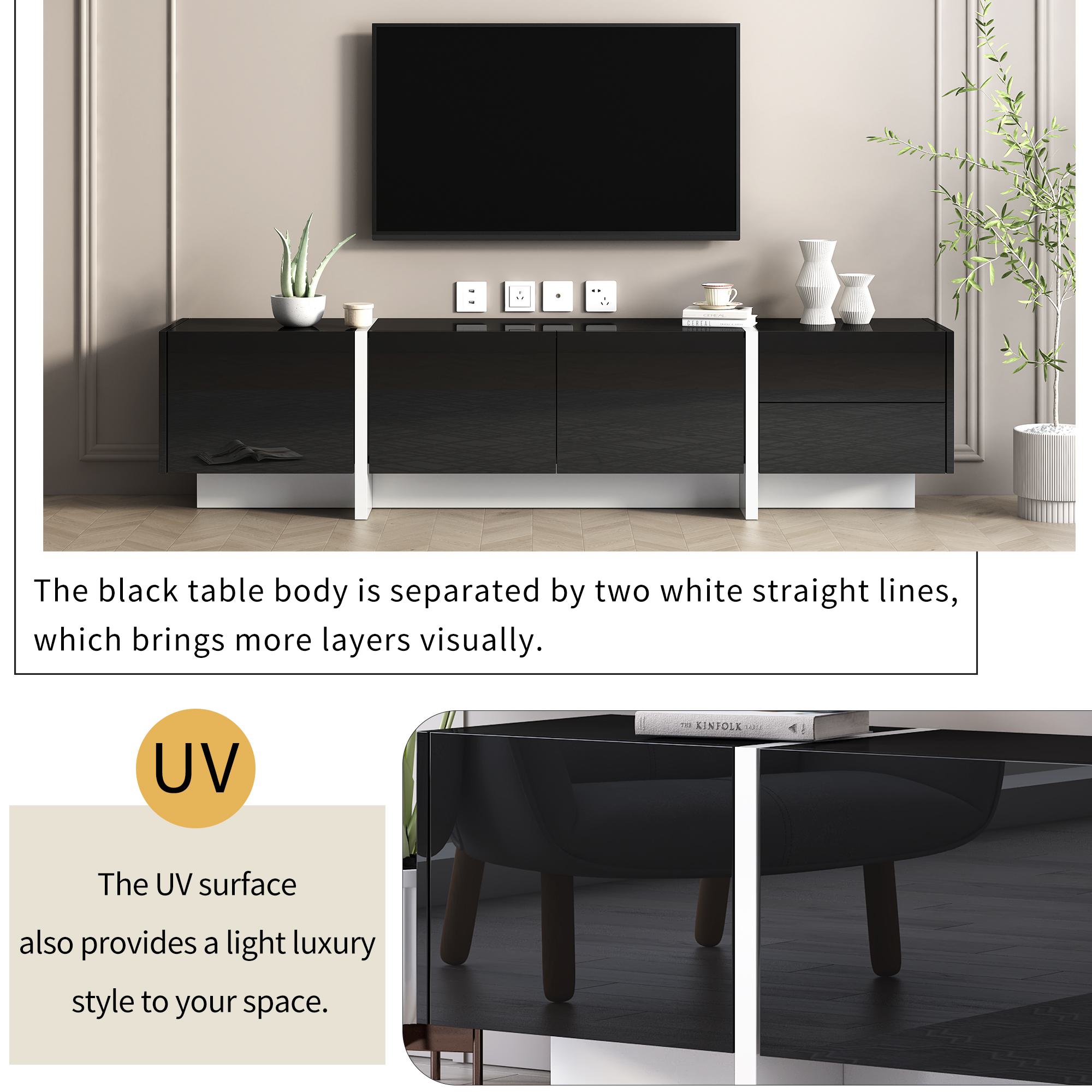Modern TV Stand Console Table with High Gloss UV Surface