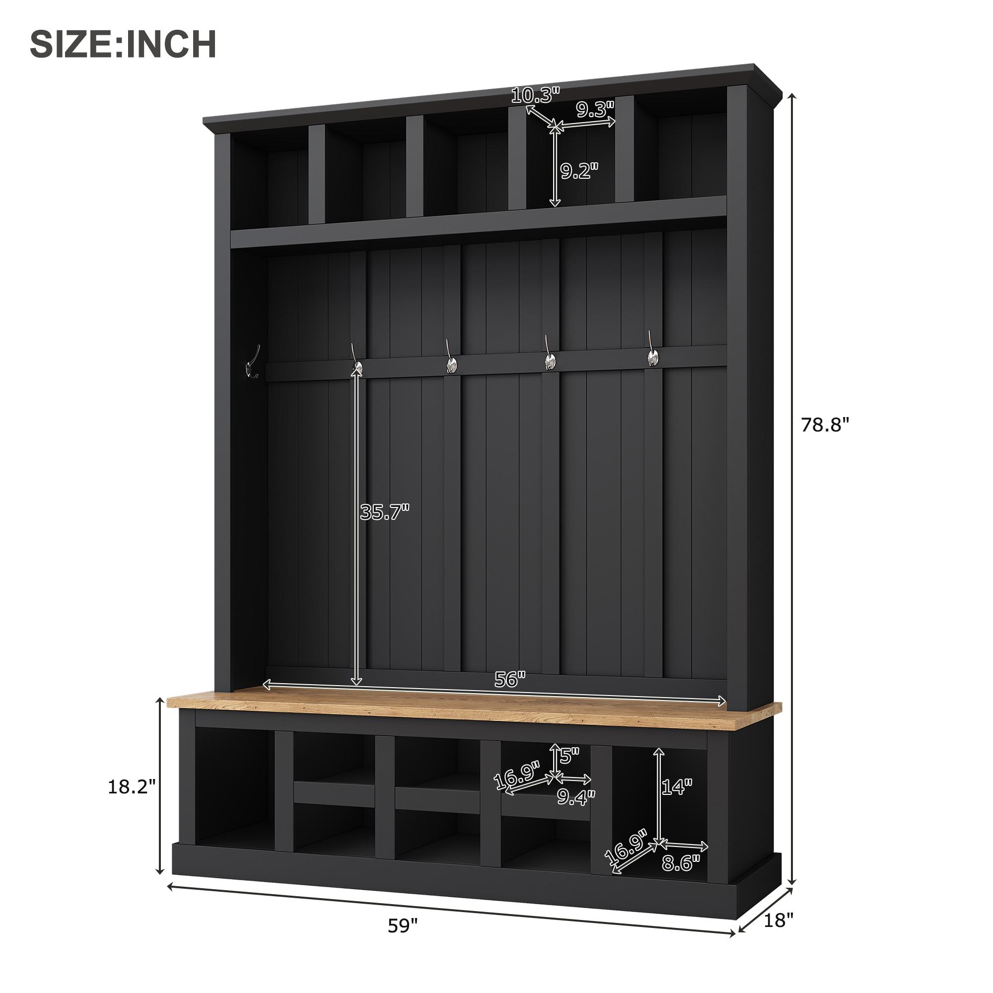 Honey-Can-Do Entryway Storage Valet - Coat Hooks, Bench & Shoe Shelf | Black Organizer - View #4