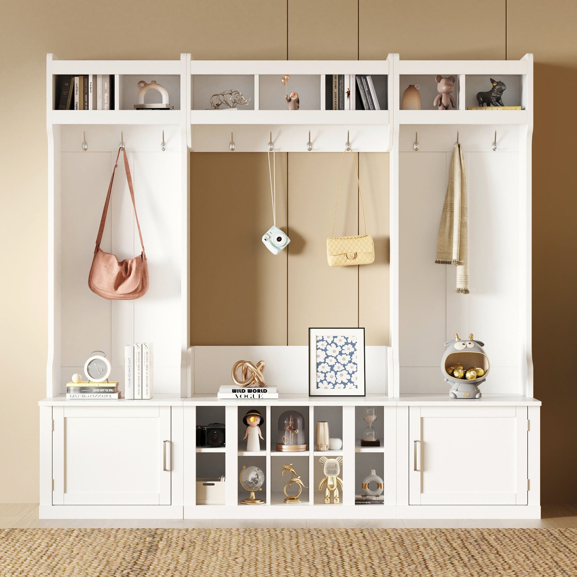 Vinsetto 4-in-1 Wide Storage Hall Tree with Bench and Shoe Cubbies